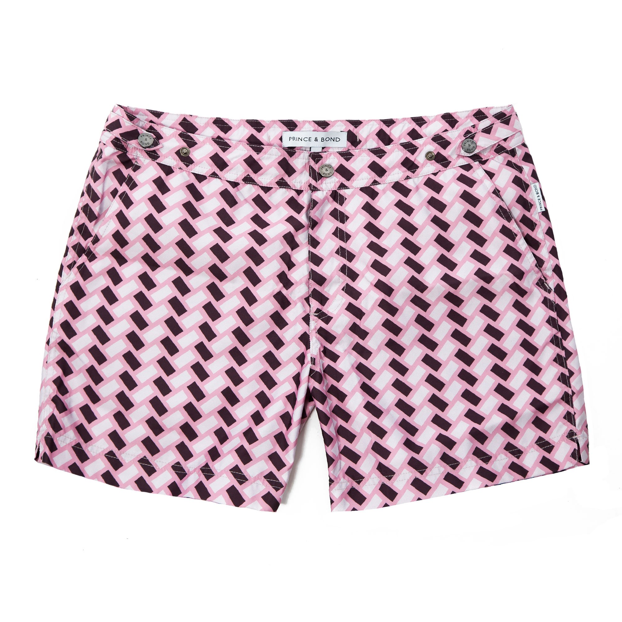 Men's Pink / Purple Retro Tile Pink Swim Shorts 28" Prince & Bond