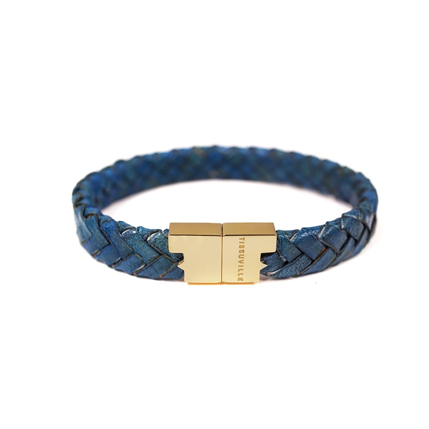 Men's Royal Blue Leather Bracelet - Blue Tissuville
