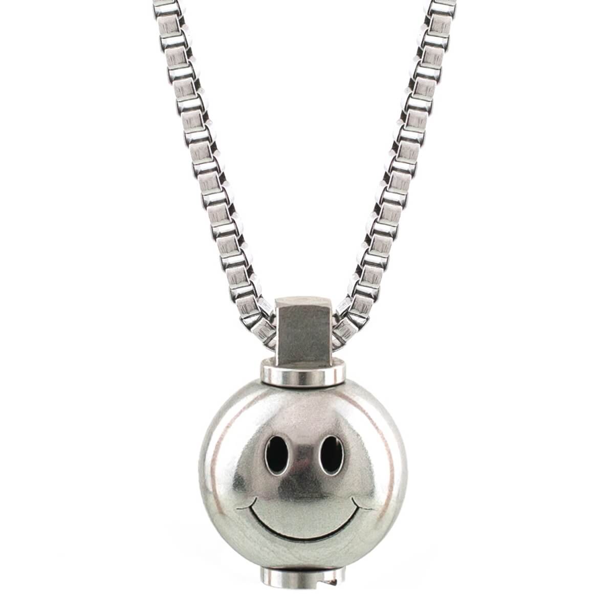 Men's Silver Big Smiley Stainless Steel Necklace Bailey of Sheffield