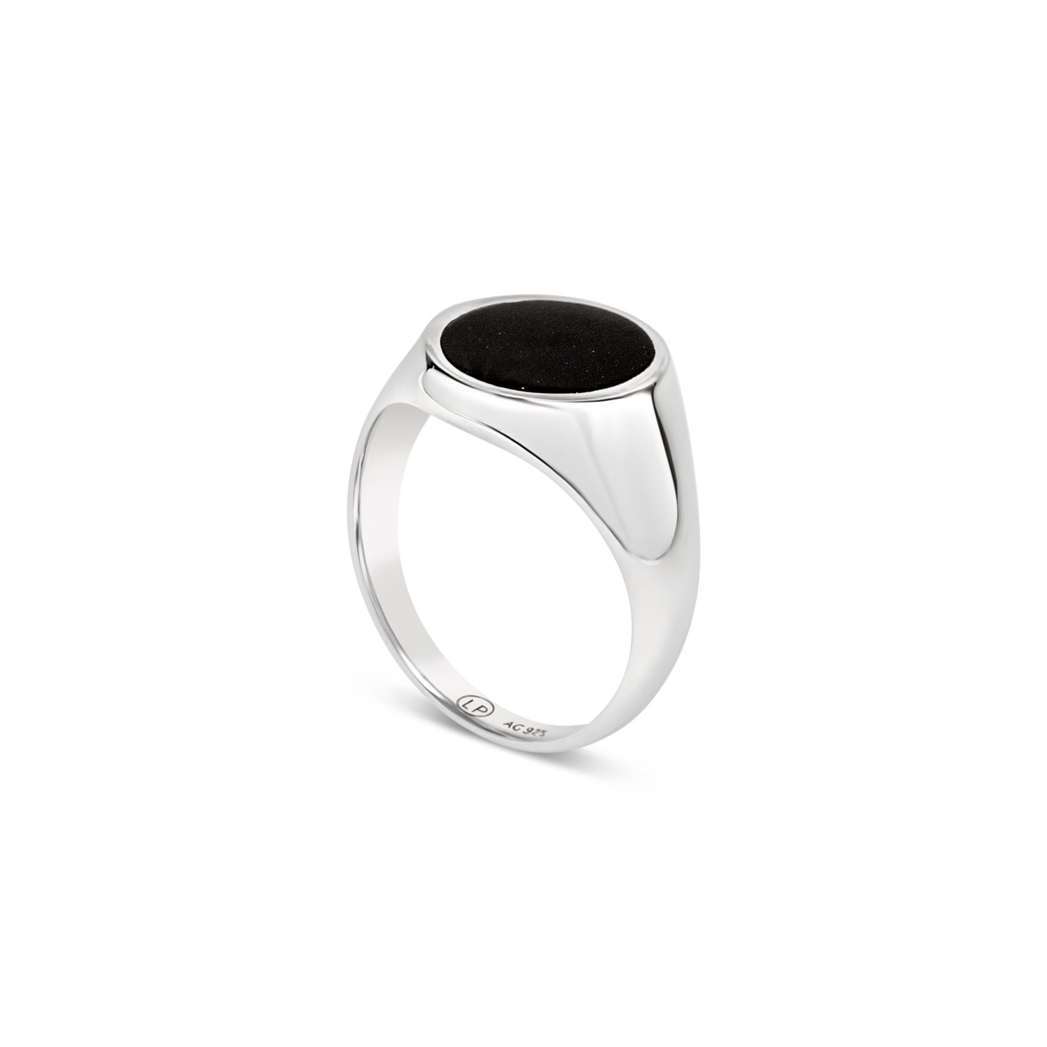 Men's Silver / Black Black Onyx Signet Ring - Black, Silver LOUPN