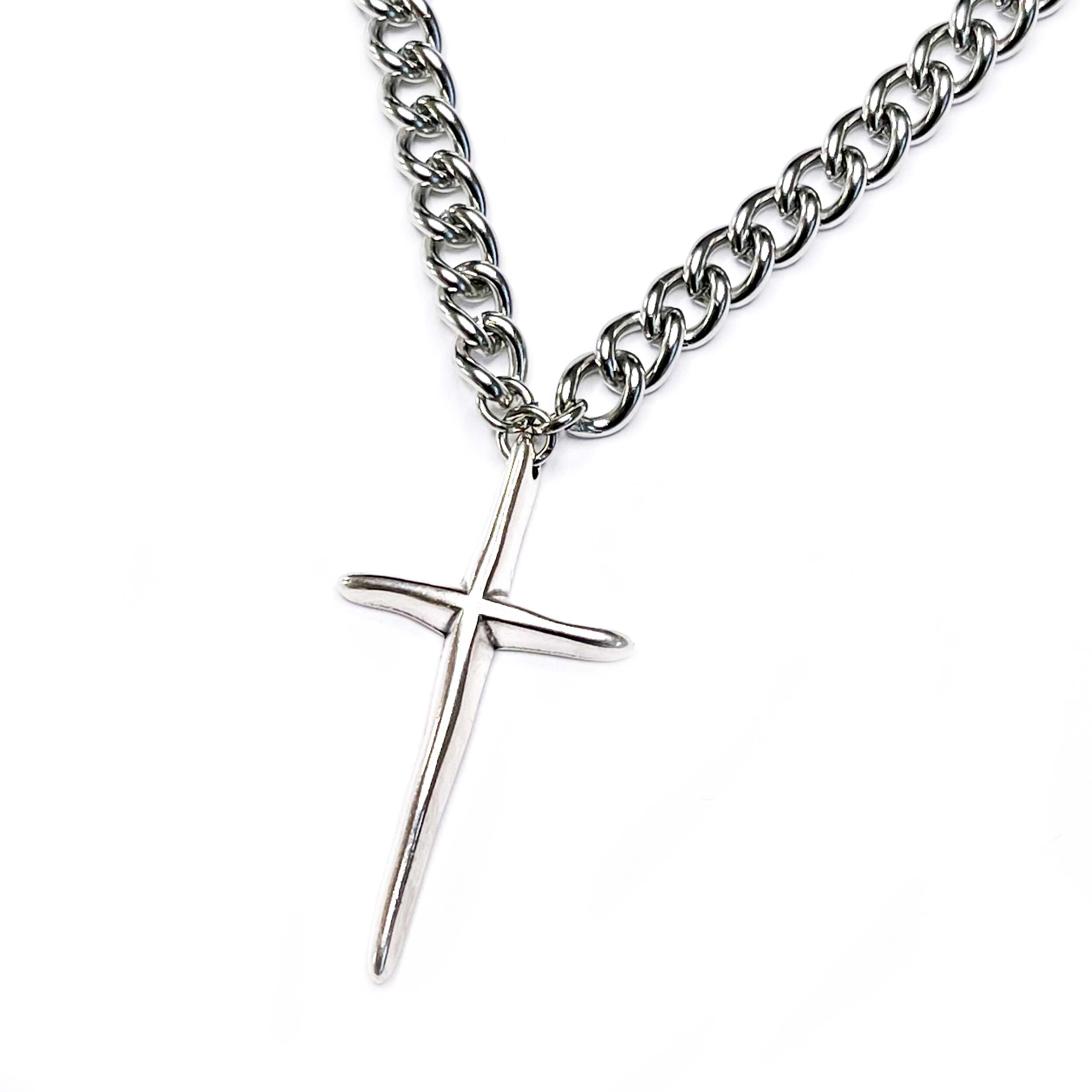 Men's Silver Cross Chain Necklace MHART