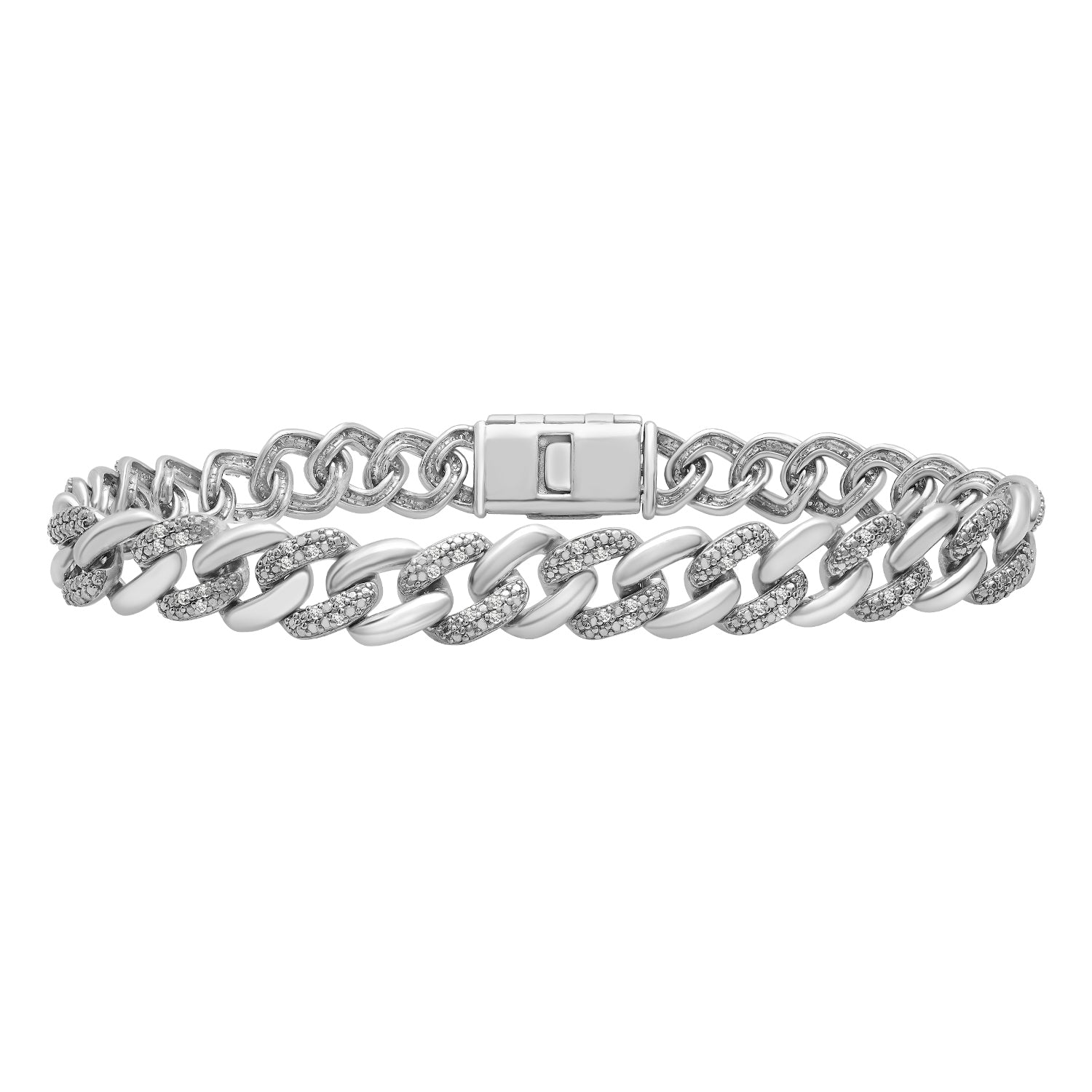Men's Silver Diamond Curb Link Bracelet Miki & Jane