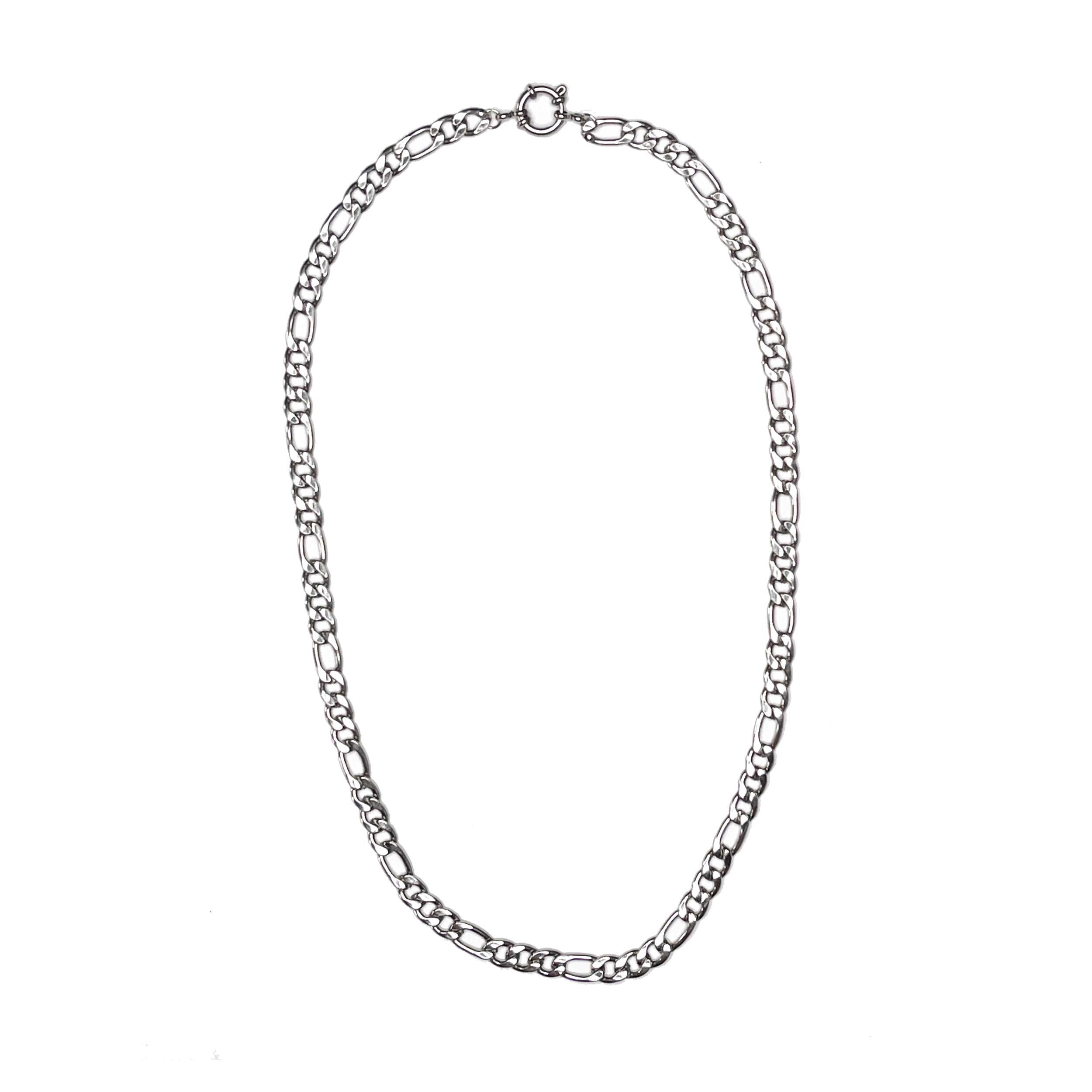Men's Silver Figaro Chain Necklace MHART