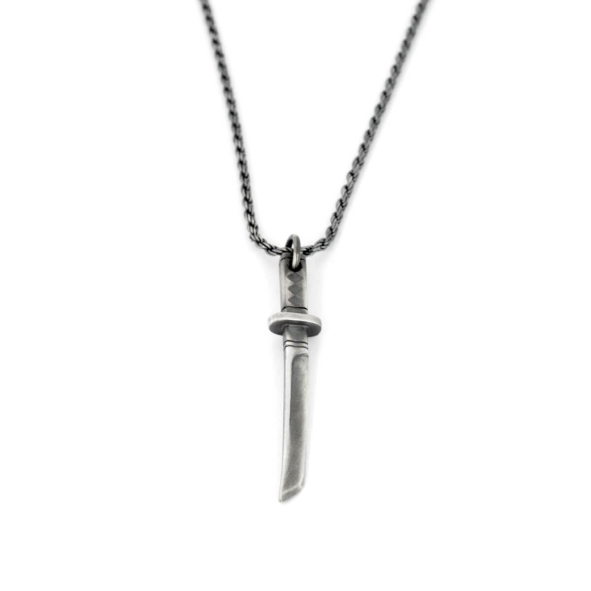Men's Silver Samurai Sword Pendant Necklace Tomerm Jewelry