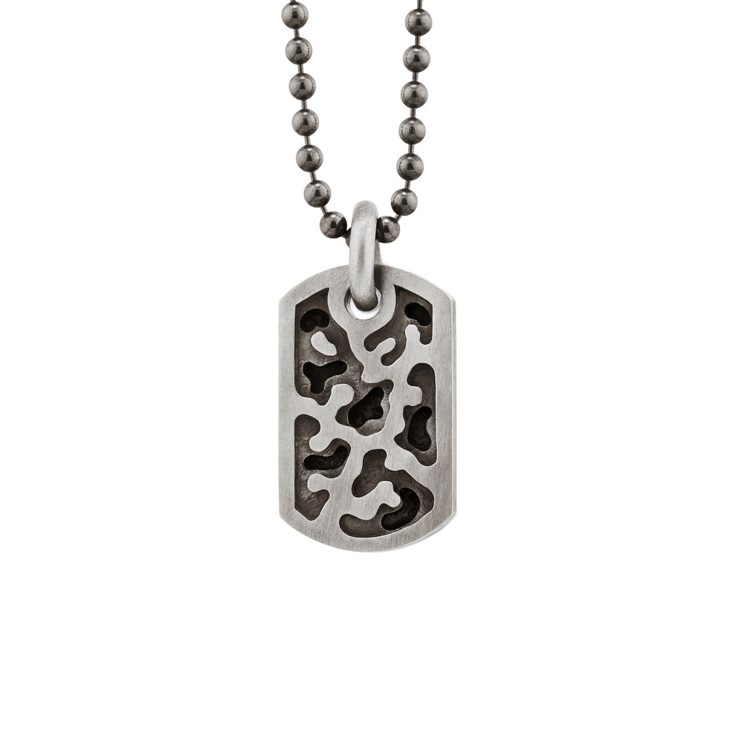 Men's Small Camouflage Dog Tag In Sterling Silver Snake Bones
