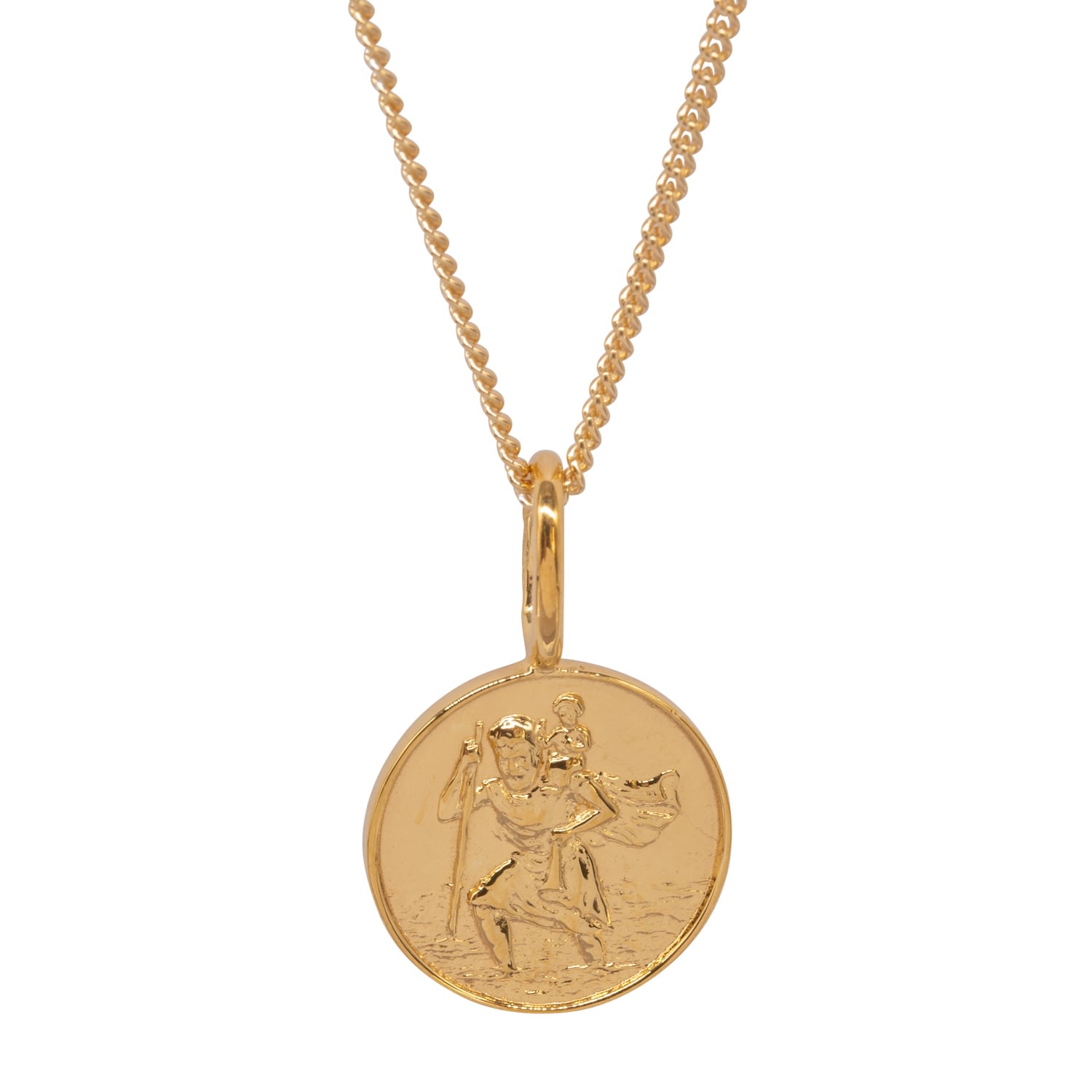 Men's St Christopher & Chain In Yellow Gold Plate Katie Mullally