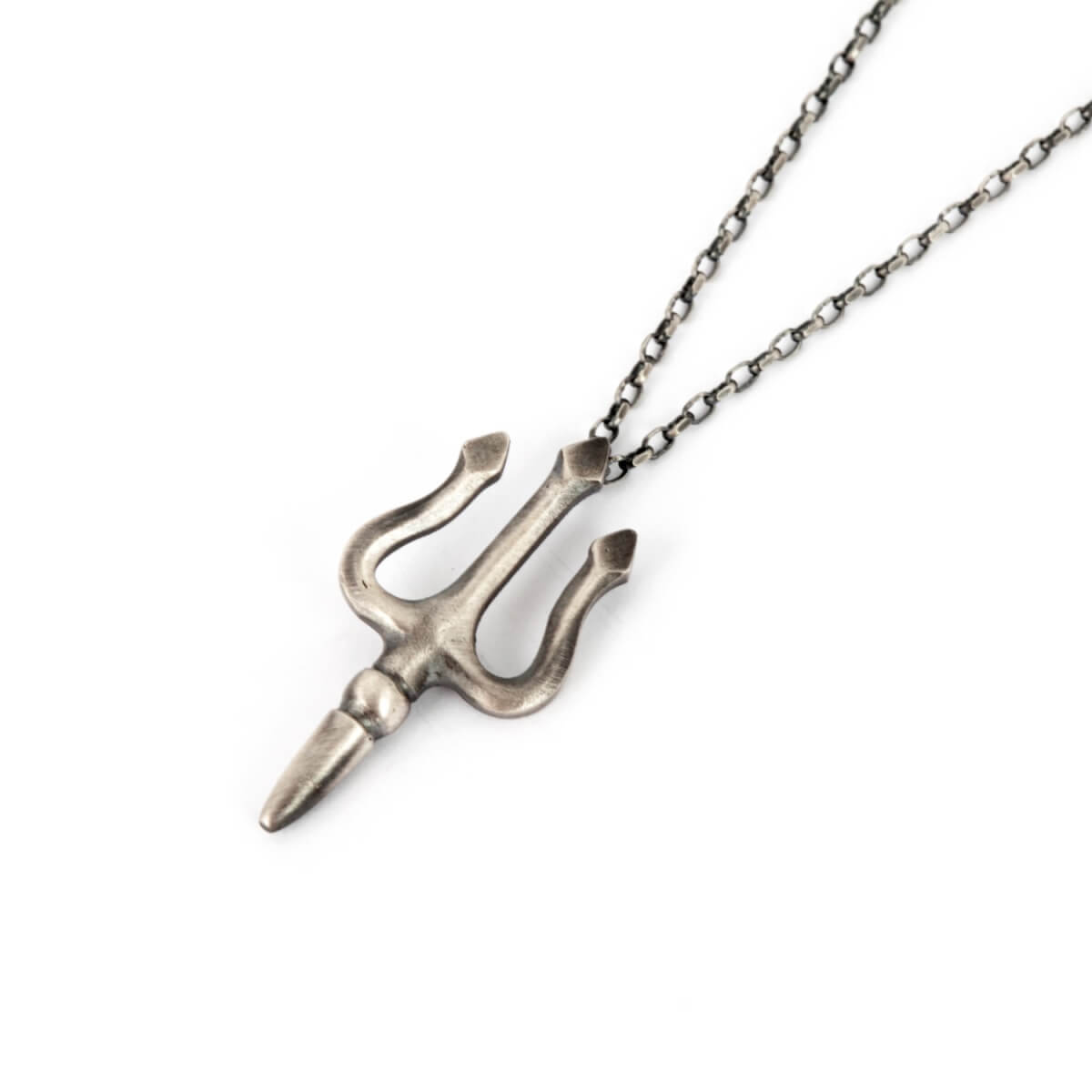 Men's Sterling Silver Trident Necklace Pendant Tomerm Jewelry