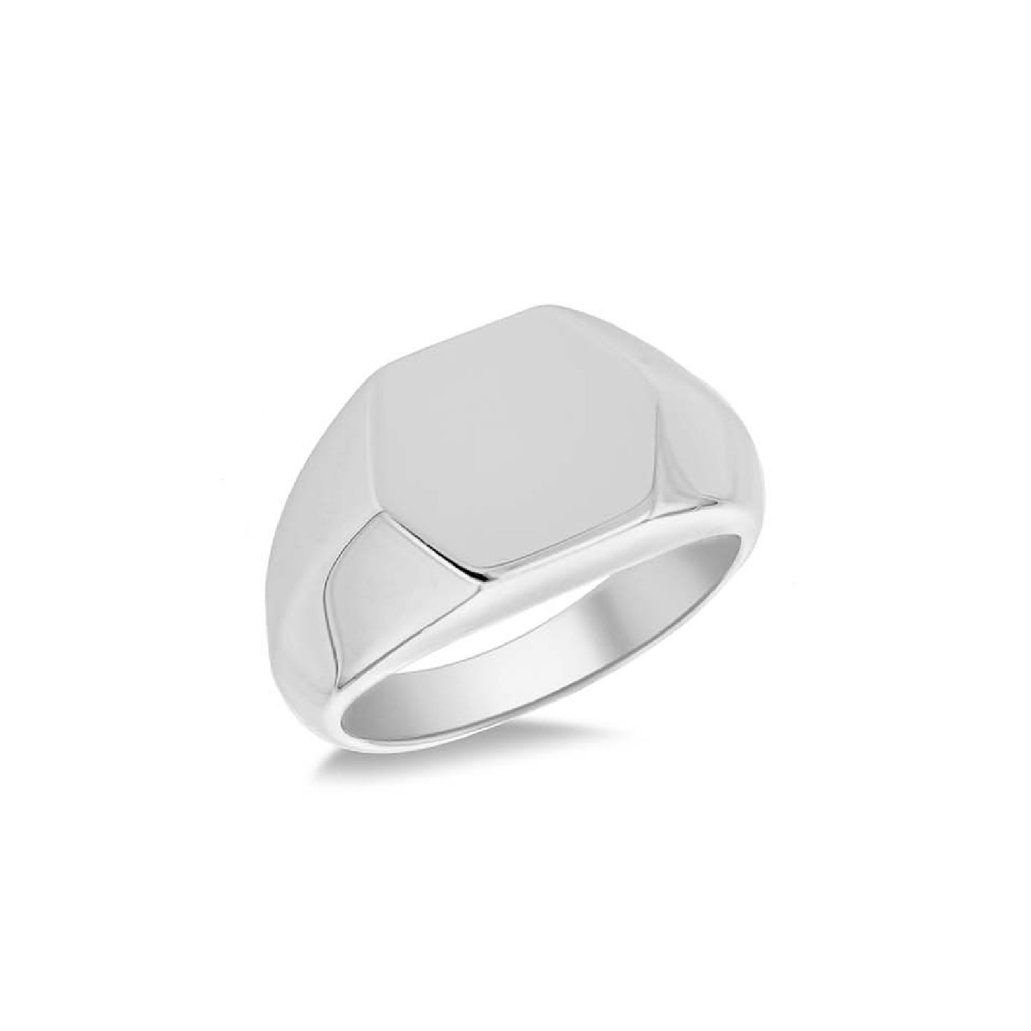 Men's Sterling Silver Unisex Hexagon Signet Ring Posh Totty Designs