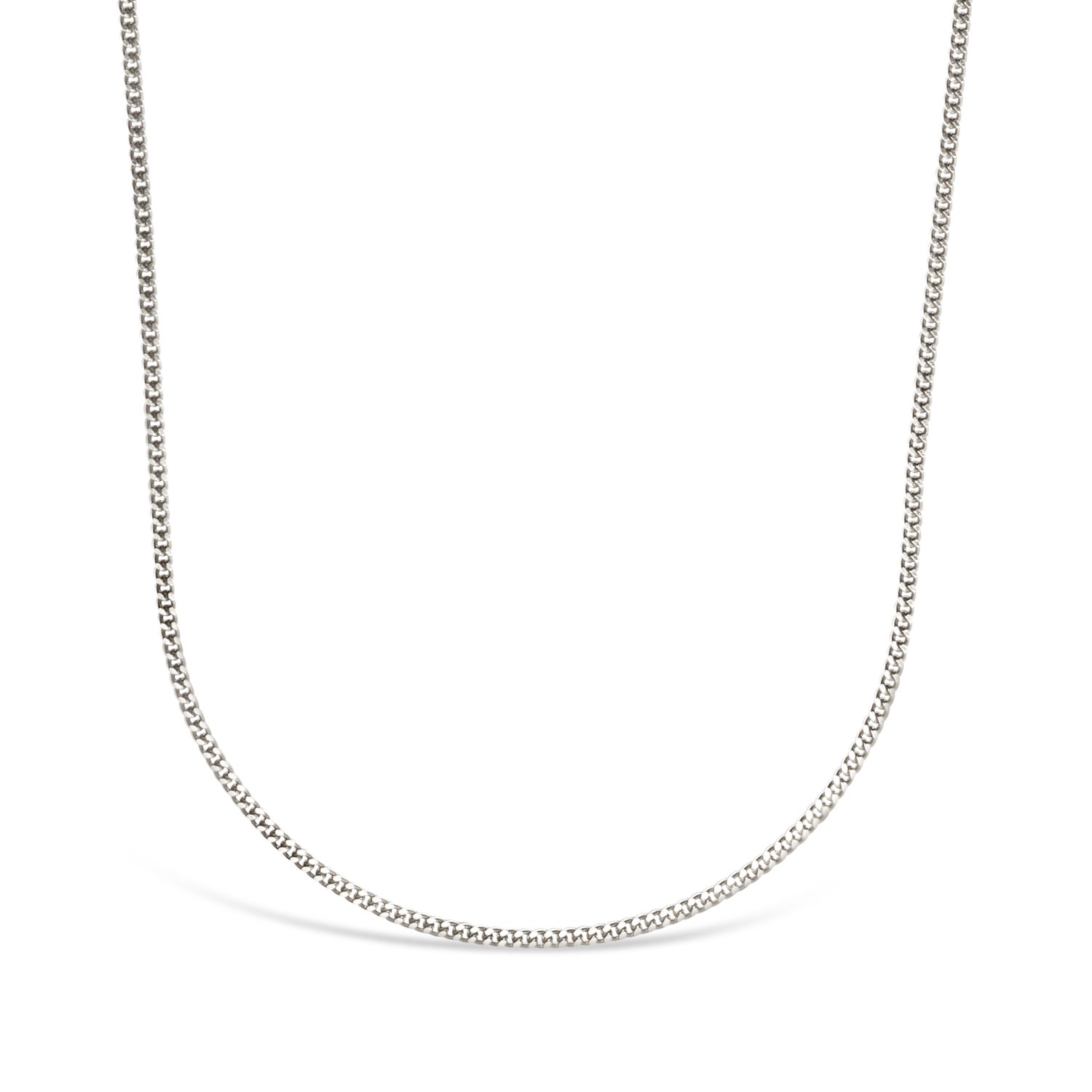 Men's Thin Cuban Chain Necklace - Sterling Silver 3.5 Mm - Silver LOUPN