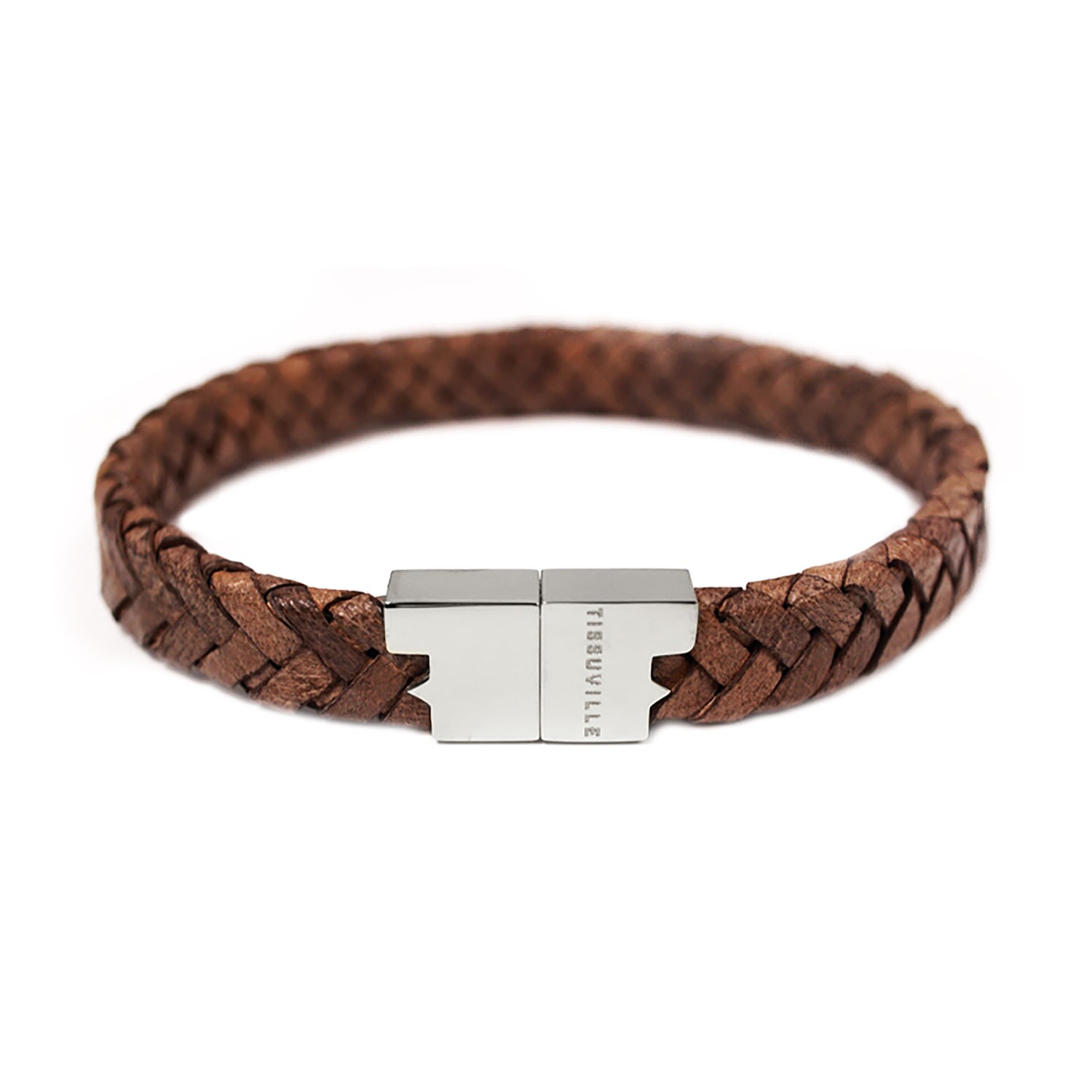 Men's Tobacco Leather Bracelet - Dark Brown Tissuville