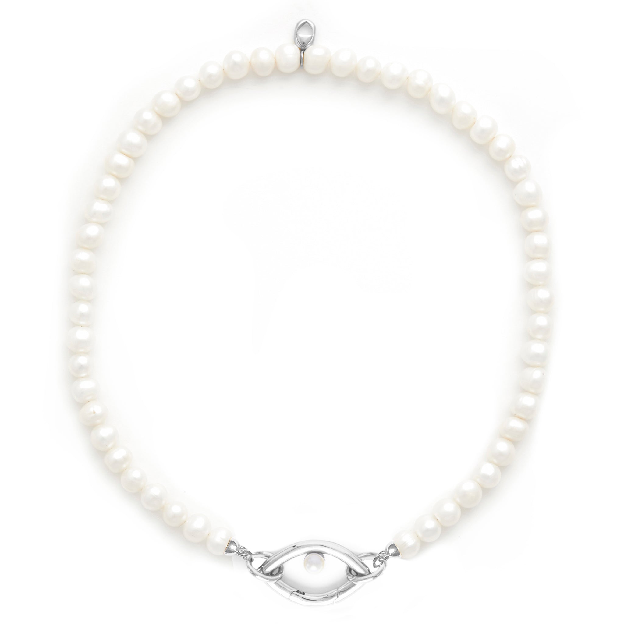 Men's White / Silver Eye Opener Pearl Necklace Capsule Eleven