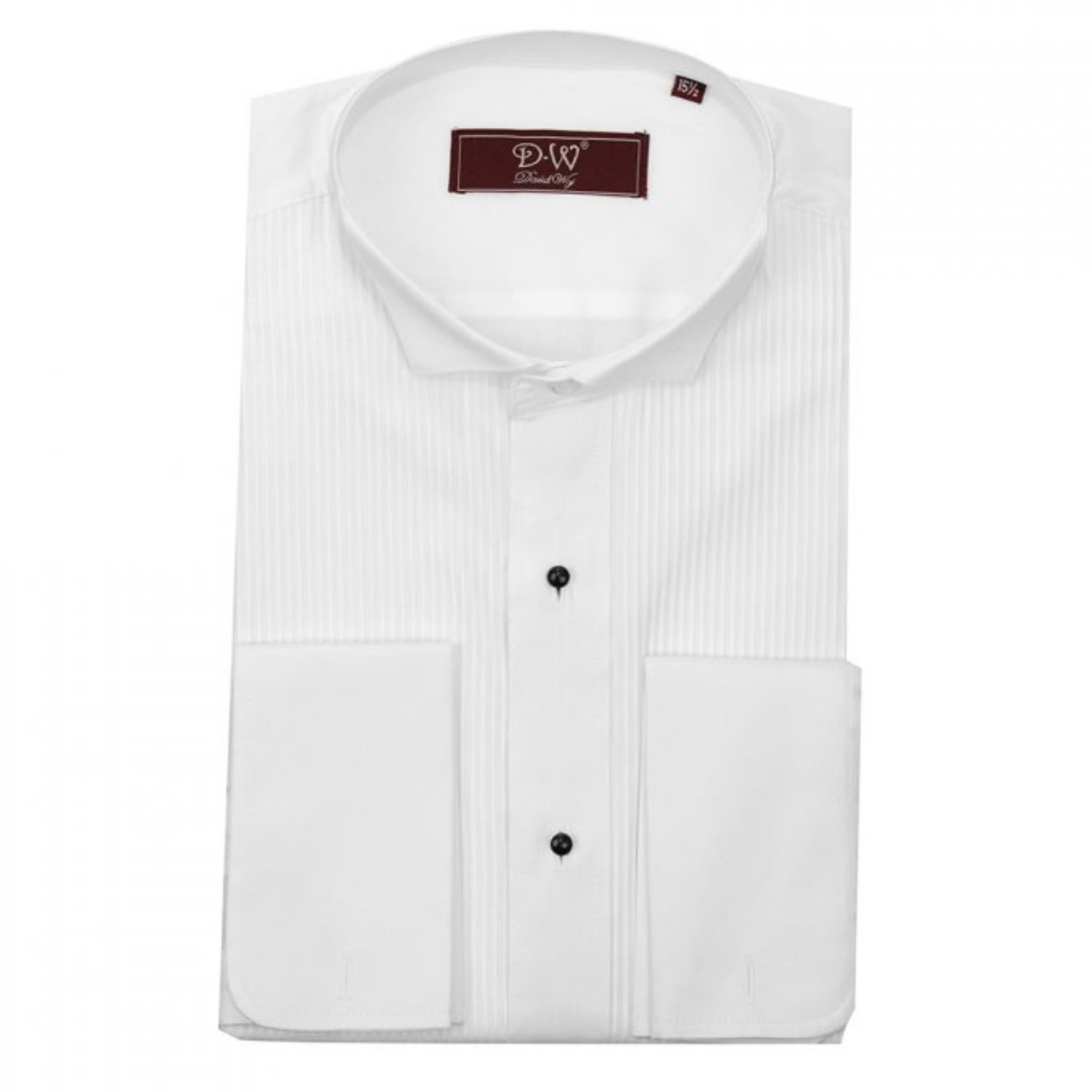 Men's Wing Collar Double Cuff Dress Shirt - White 15" DAVID WEJ