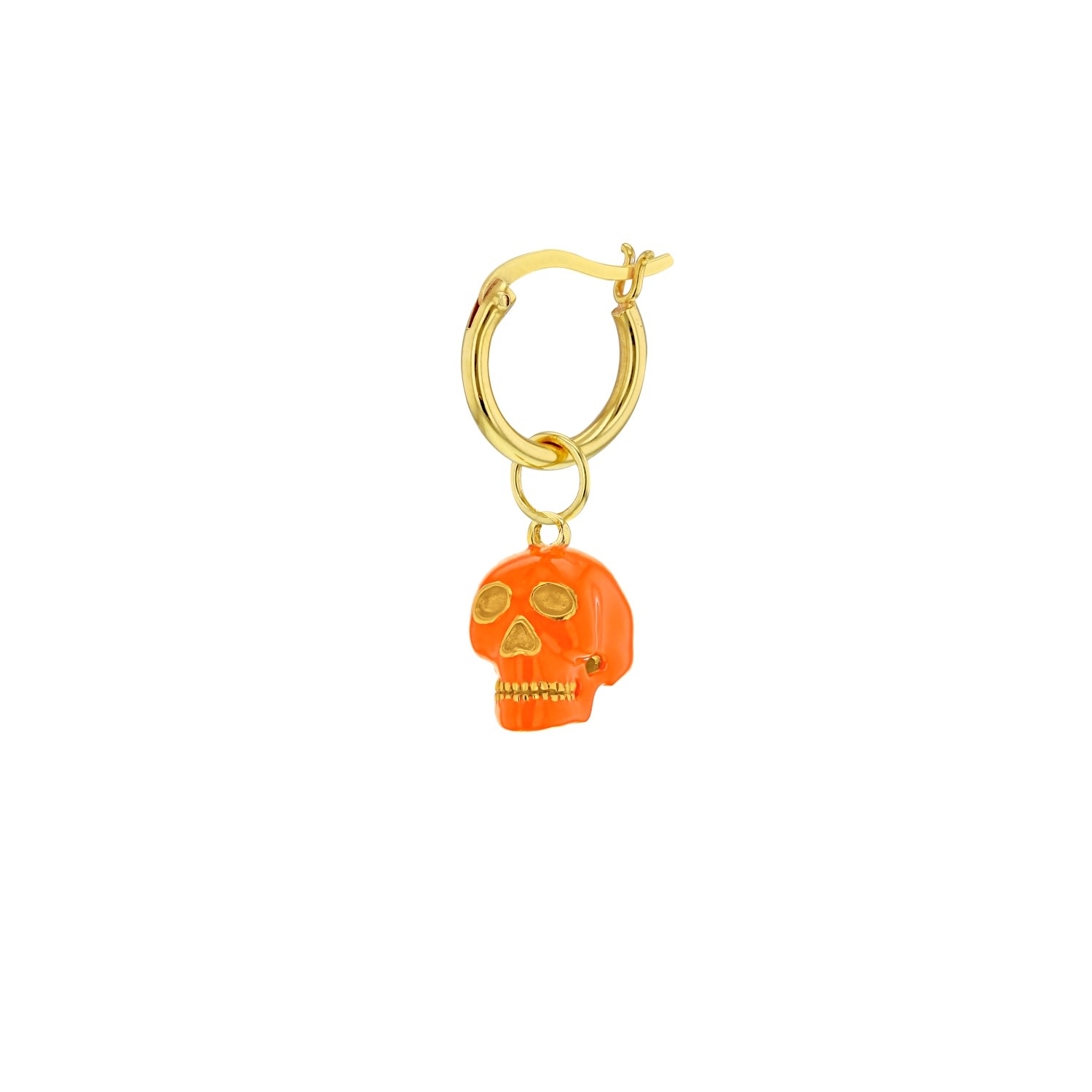 Men's Yellow / Orange / Gold Orange & 18Kt Gold-Plated Mini Skull Charm On Gold Hoop True Rocks