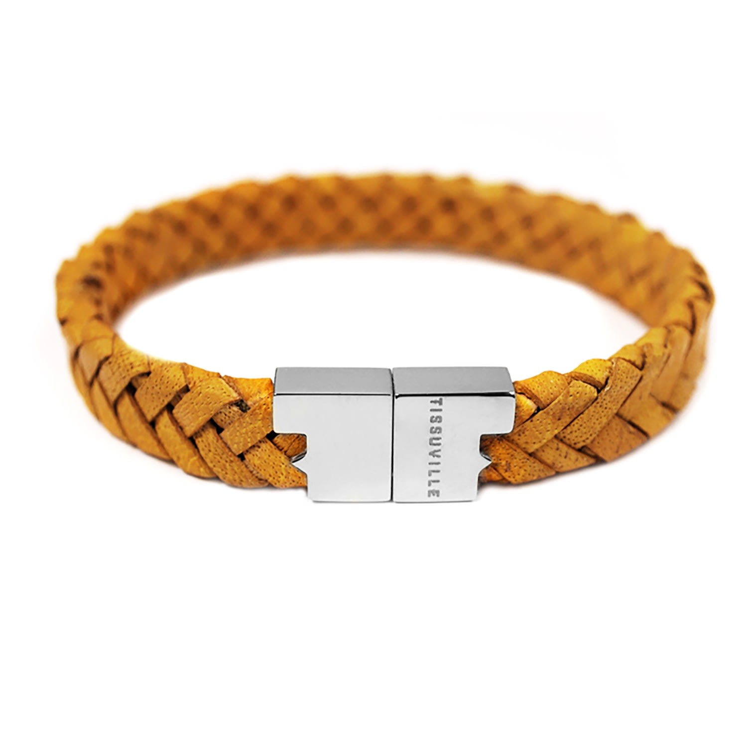 Men's Yellow / Orange Mustard Leather Bracelet - Yellow & Orange Tissuville