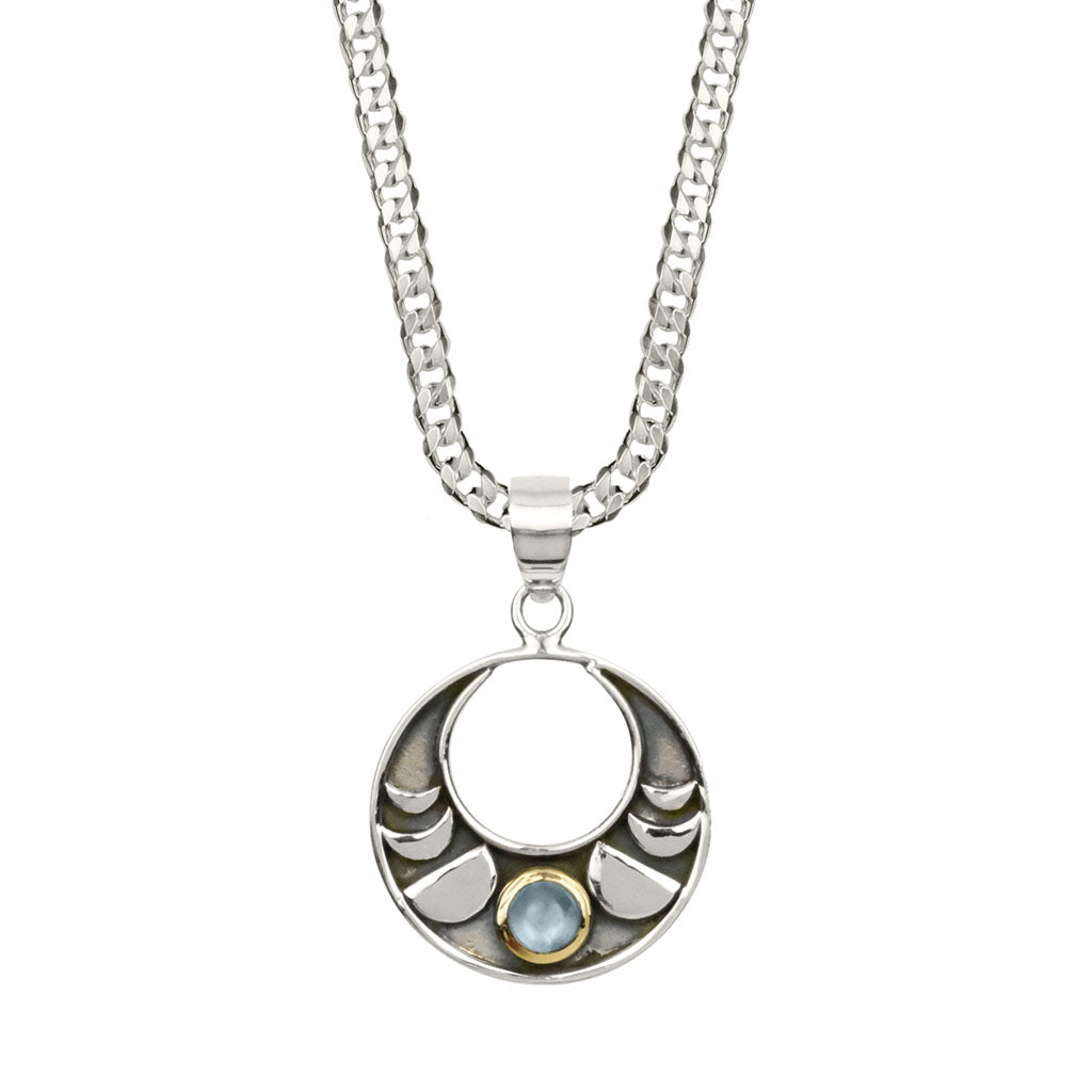 Moon Phase Men's Silver Moonstone Necklace Charlotte's Web Jewellery