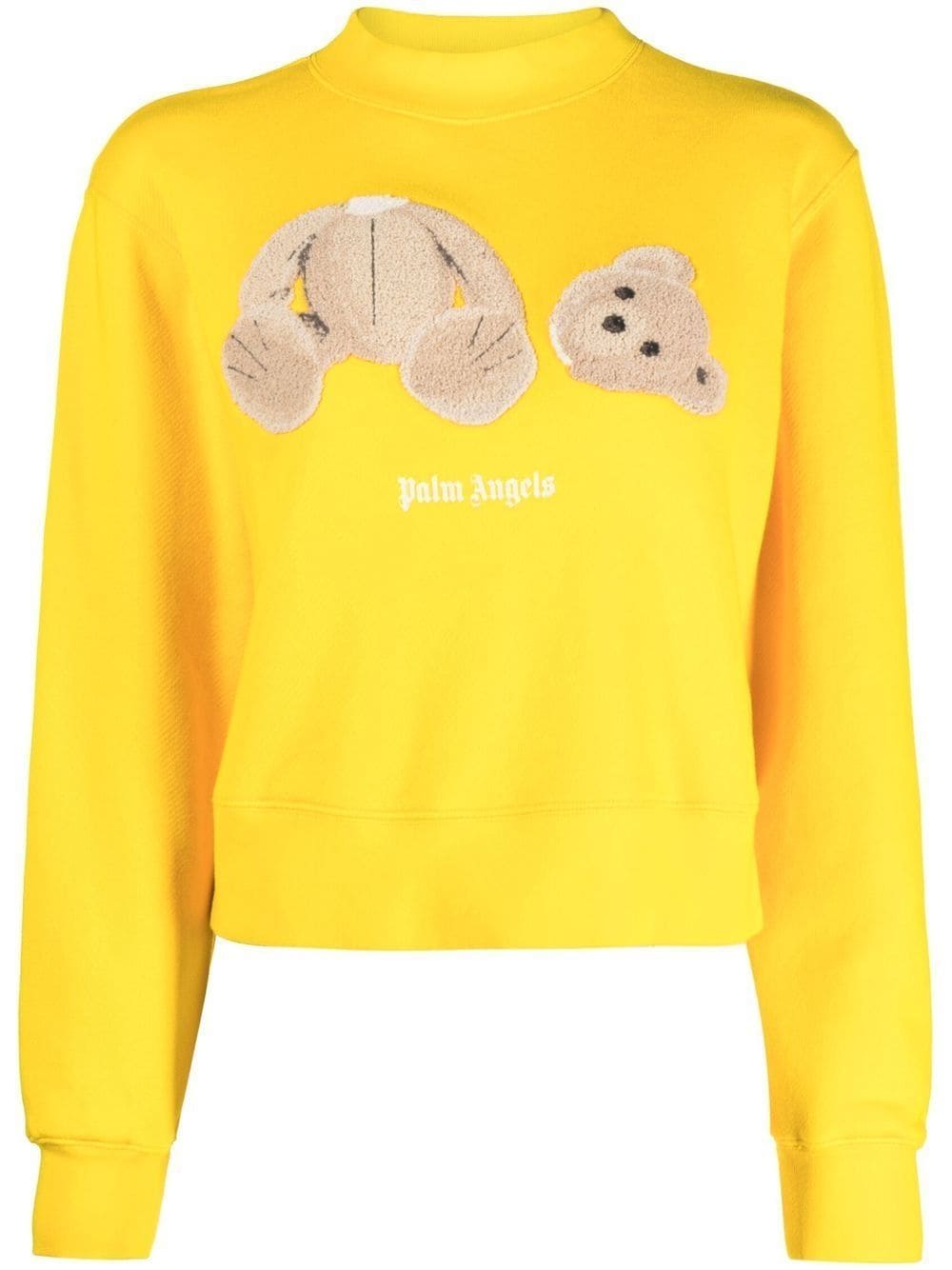 Palm Angels flocked-Teddy Bear cotton sweatshirt - Yellow