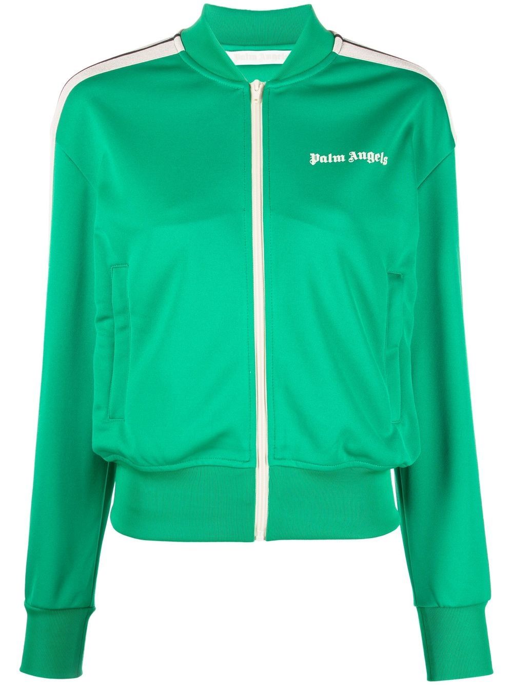 Palm Angels logo-print zip-up track jacket - Green