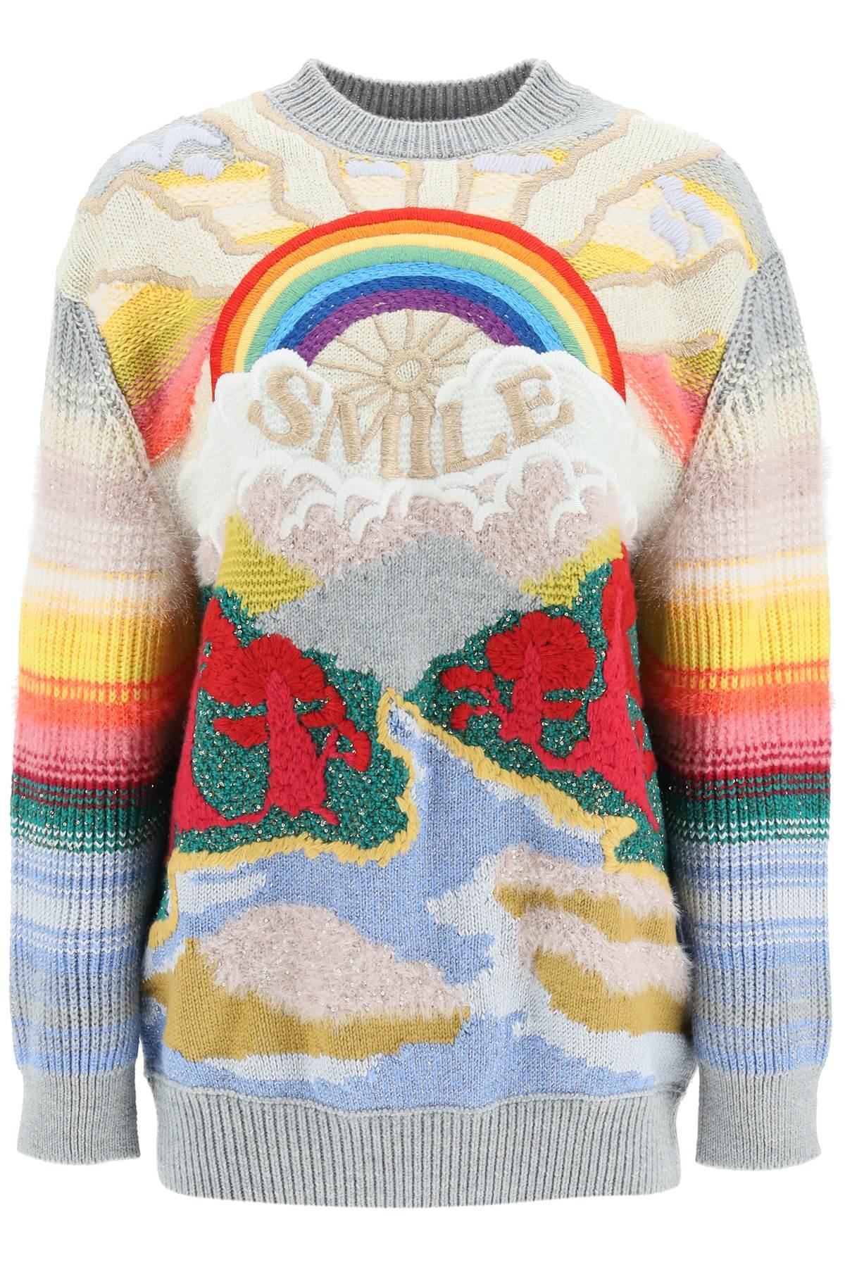 STELLA McCARTNEY MULTICOLOR SWEATER WITH SMILE EMBROIDERY