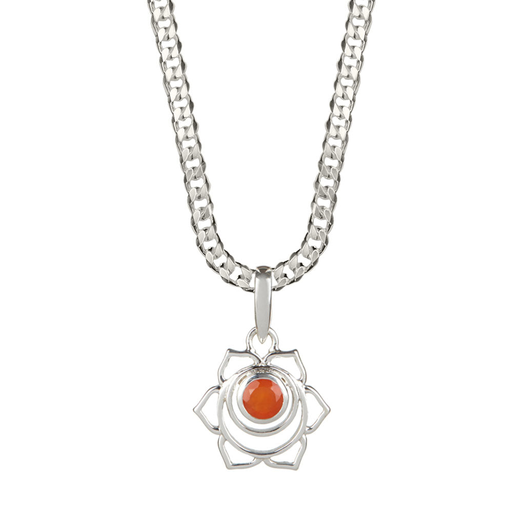Sacral Chakra Men's Silver Carnelian Necklace Charlotte's Web Jewellery