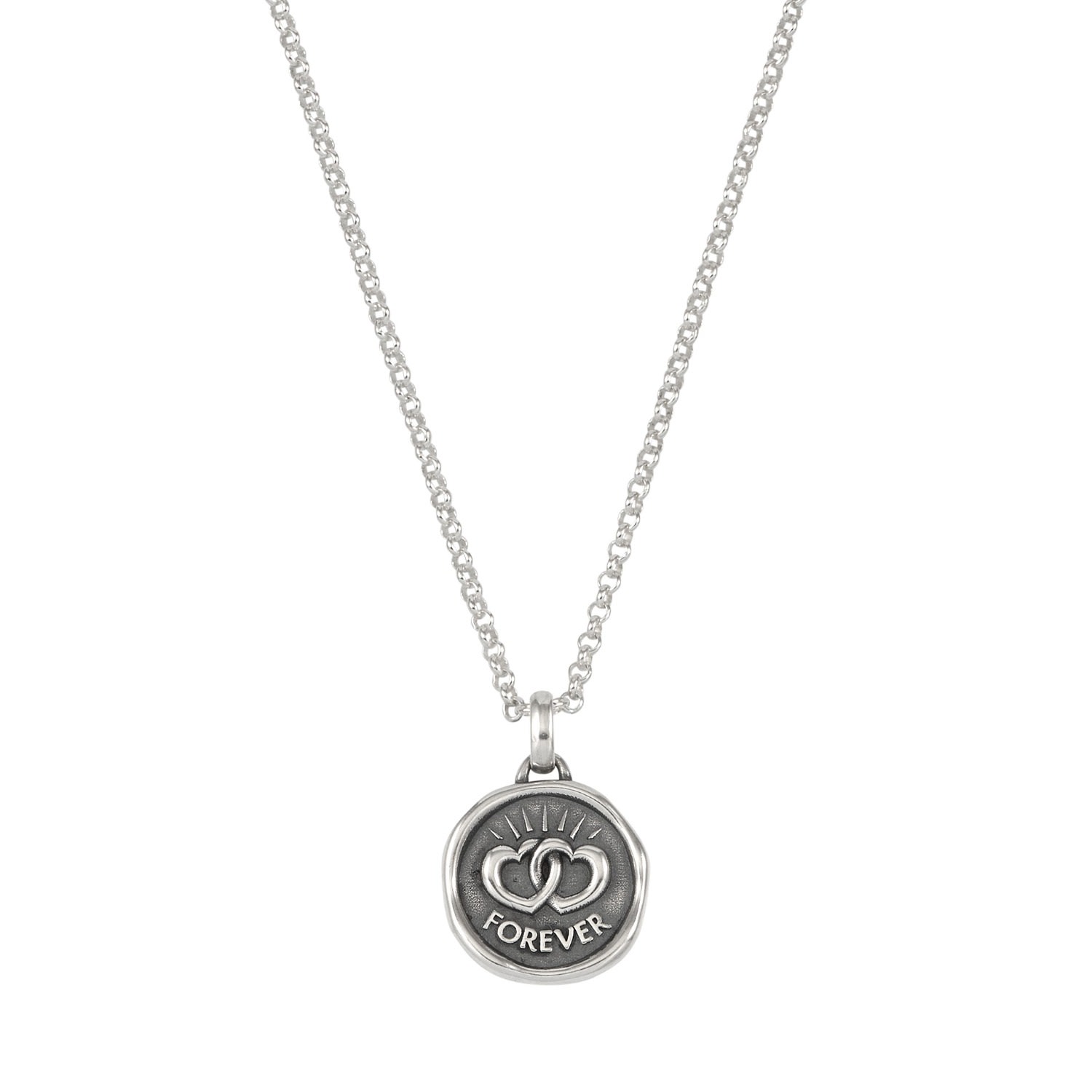 Silver Mens Forever Hearts Talisman Necklace Dower & Hall