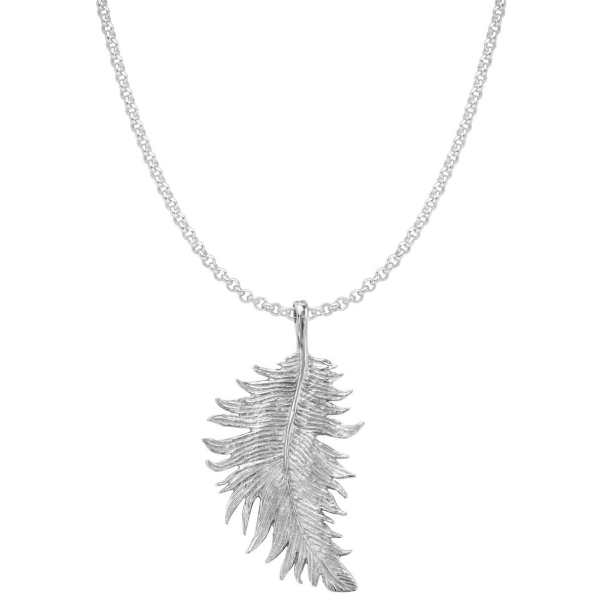 Silver Men's Large Feather Pendant Dower & Hall