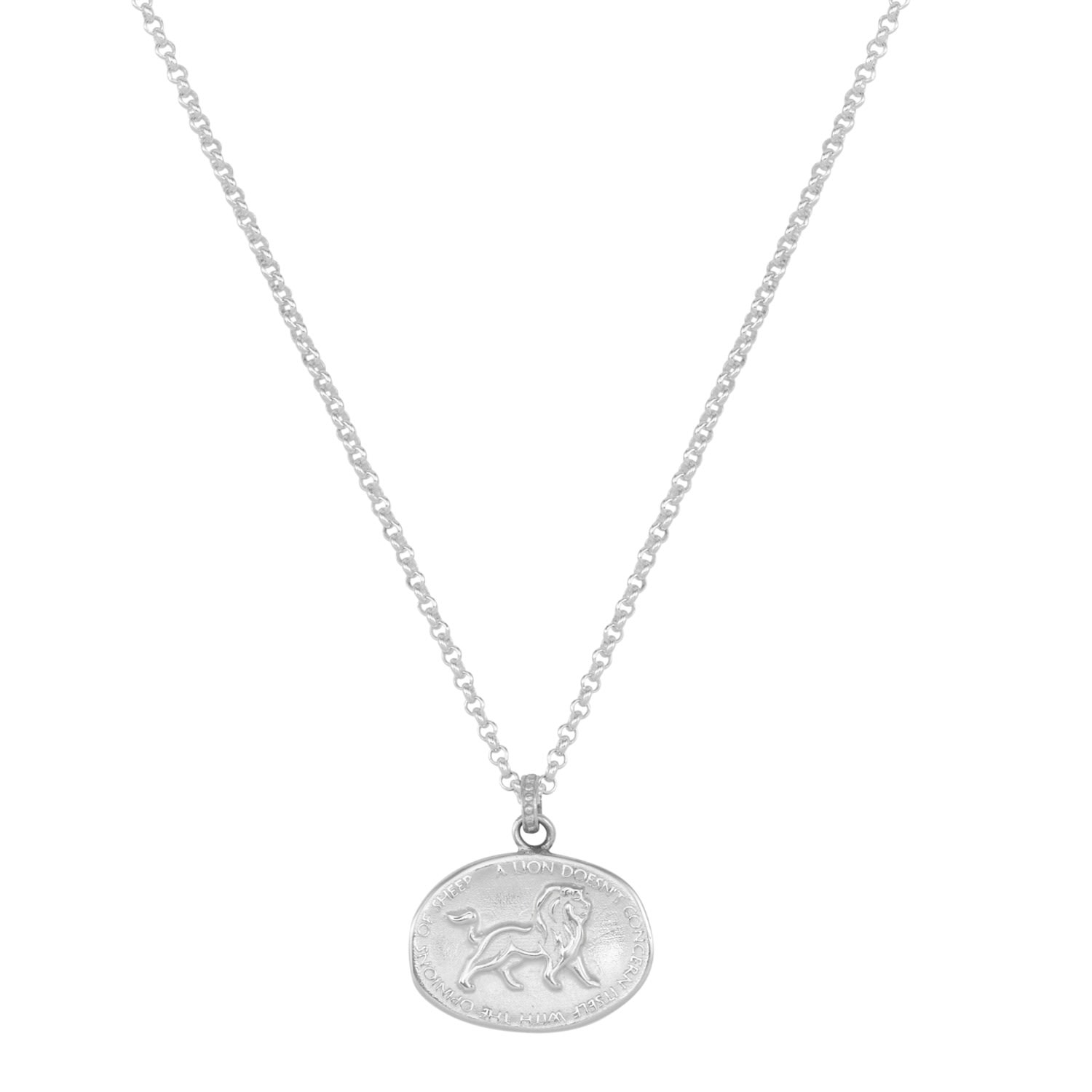 Silver Mens Lion Story Necklace Dower & Hall
