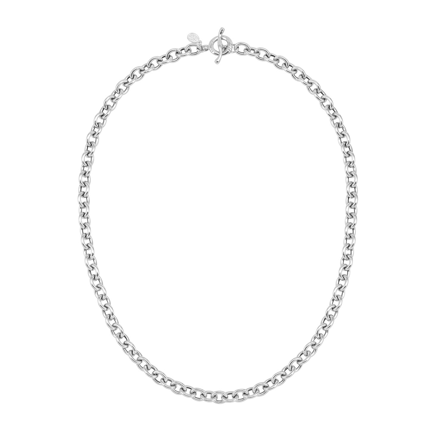 Silver Men's Oval Link Necklace Chain Dower & Hall