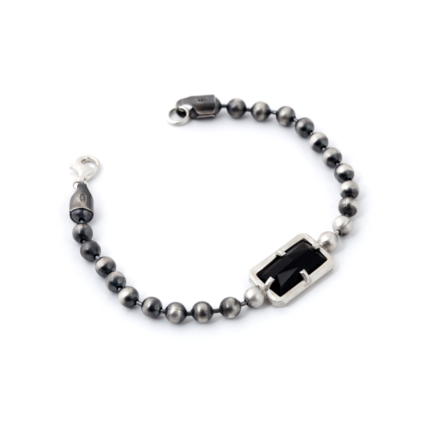 Silver Onyx Bracelet For Men, Black Onyx Chain Bracelet For Men Tomerm Jewelry