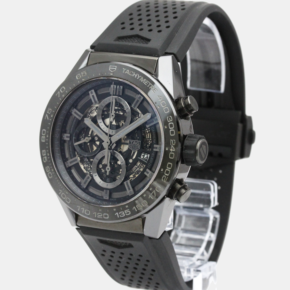 Tag Heuer Black Stainless Steel Carrera Calibre Heuer 01 Automatic CAR2A90 Men's Wristwatch 45 MM
