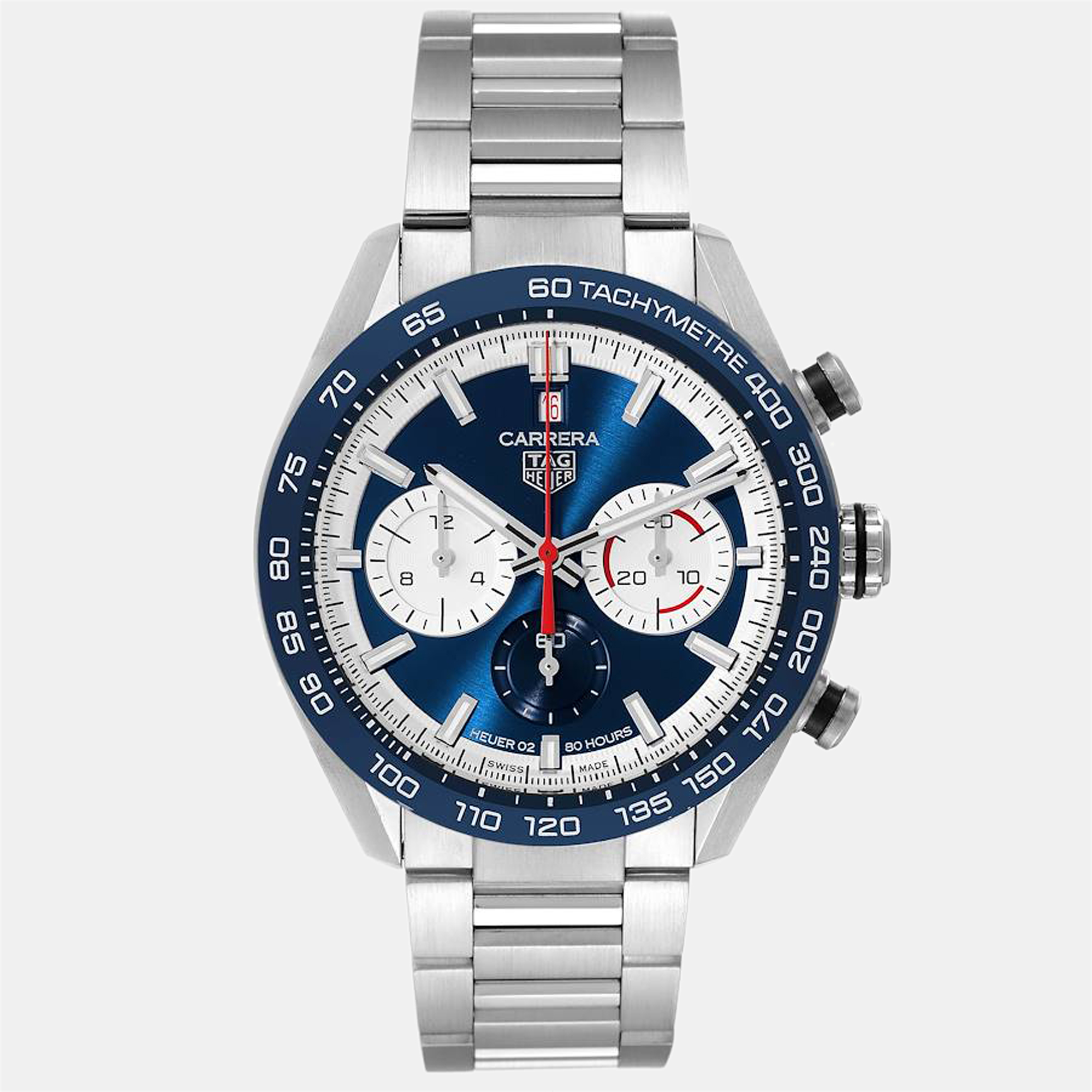 Tag Heuer Blue Stainless Steel Carrera 160 CBN2A1E Men's Wristwatch 44 mm