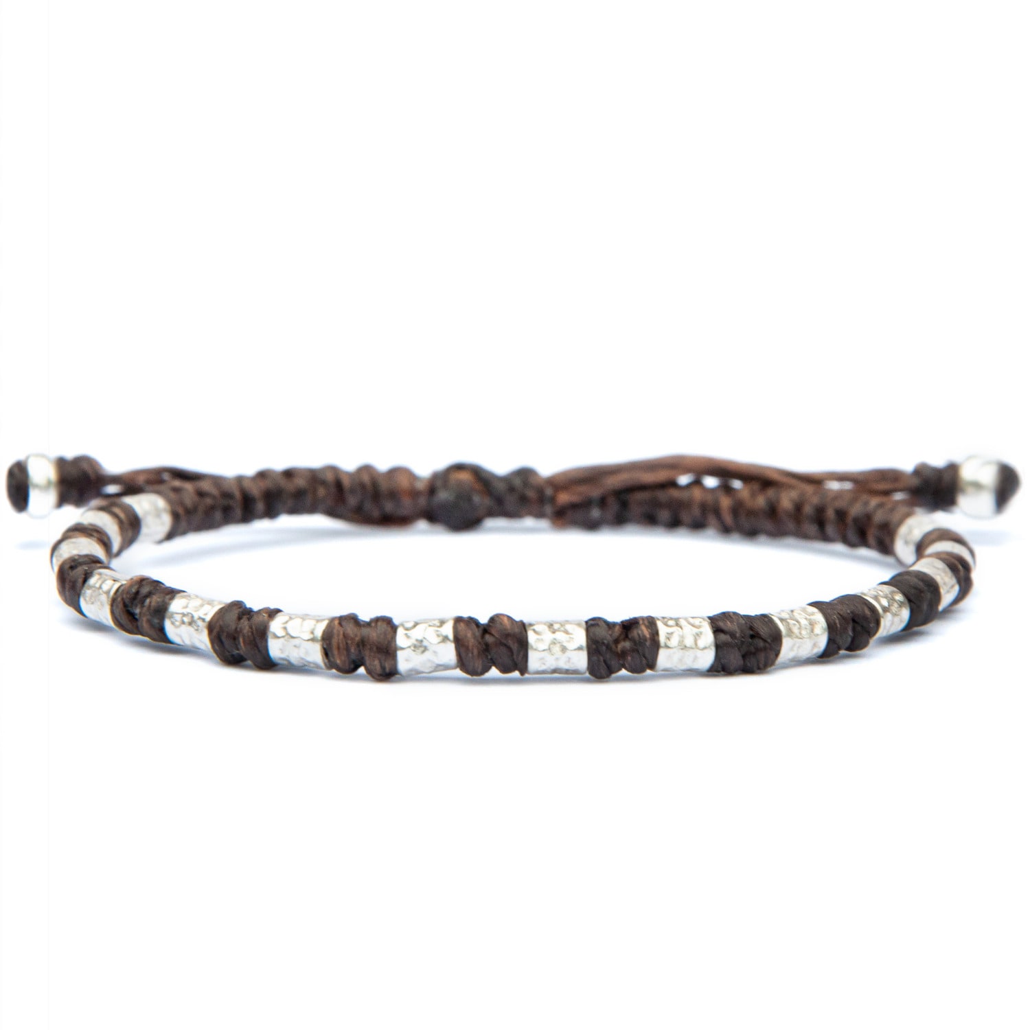 Viking Bracele For Men - Handmade Of Vegan Rope And Silver - Yule - Brown Harbour UK Bracelets