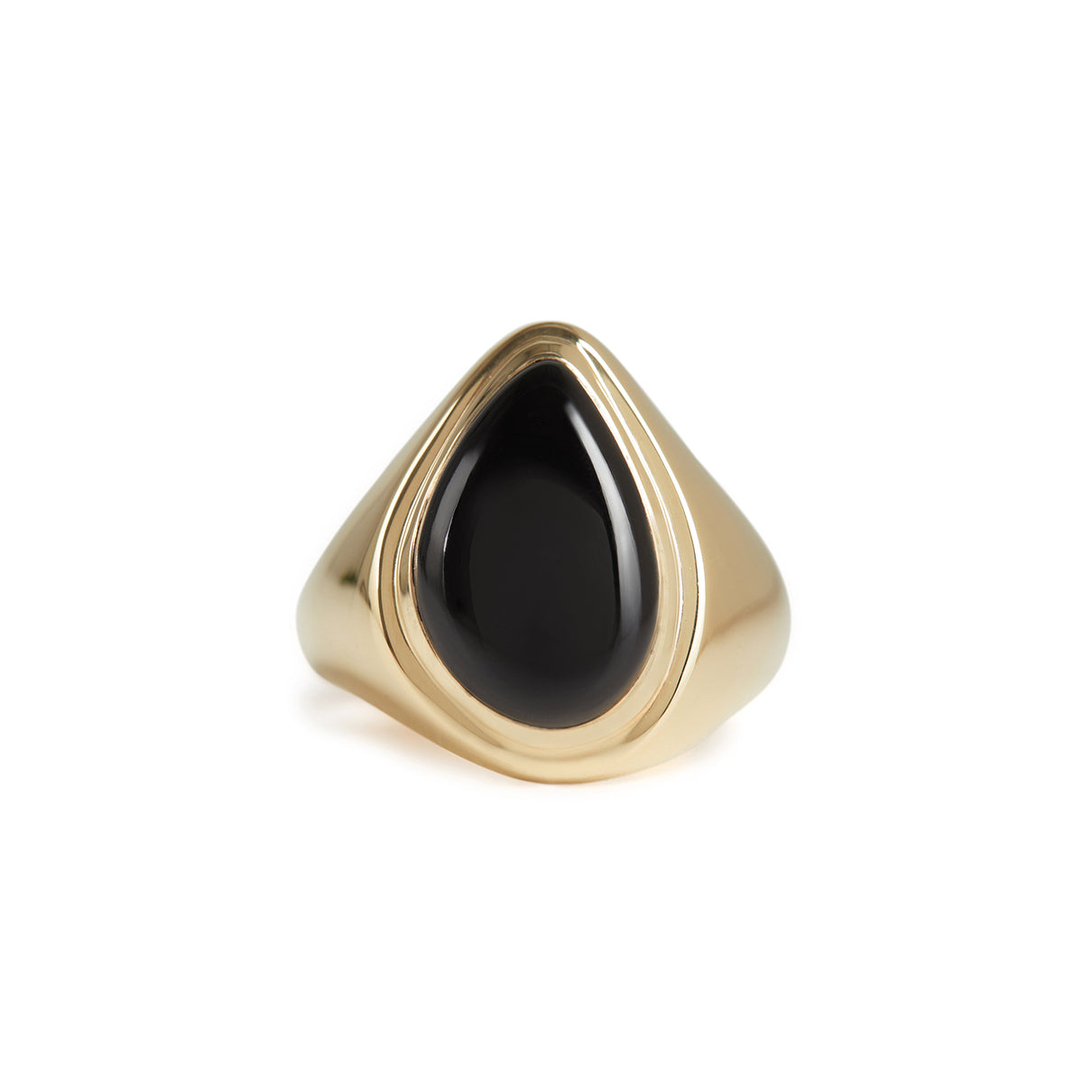 Women's Apollo Signet Ring Gold - Black Rachel Entwistle Jewellery