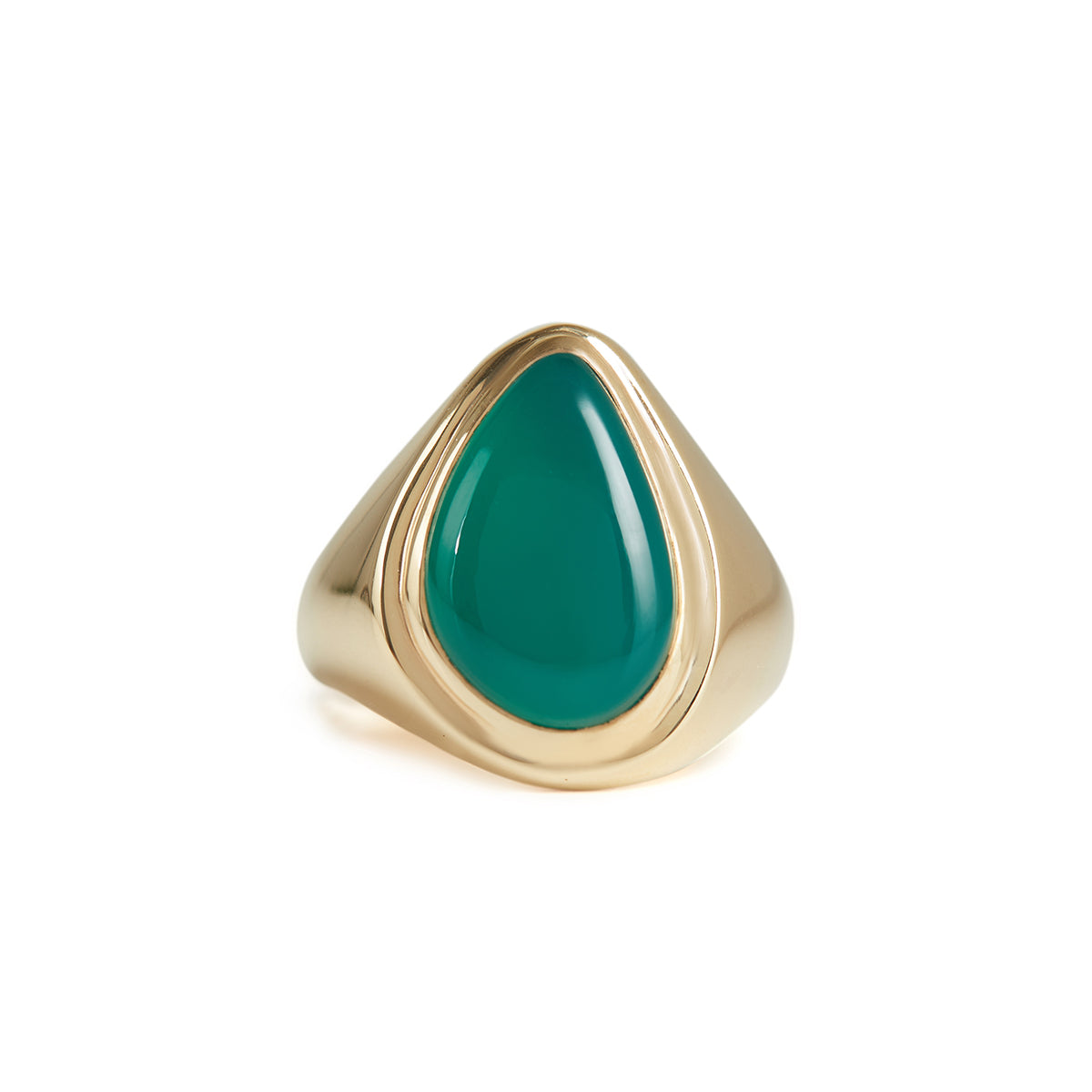 Women's Apollo Signet Ring Gold - Green Rachel Entwistle Jewellery