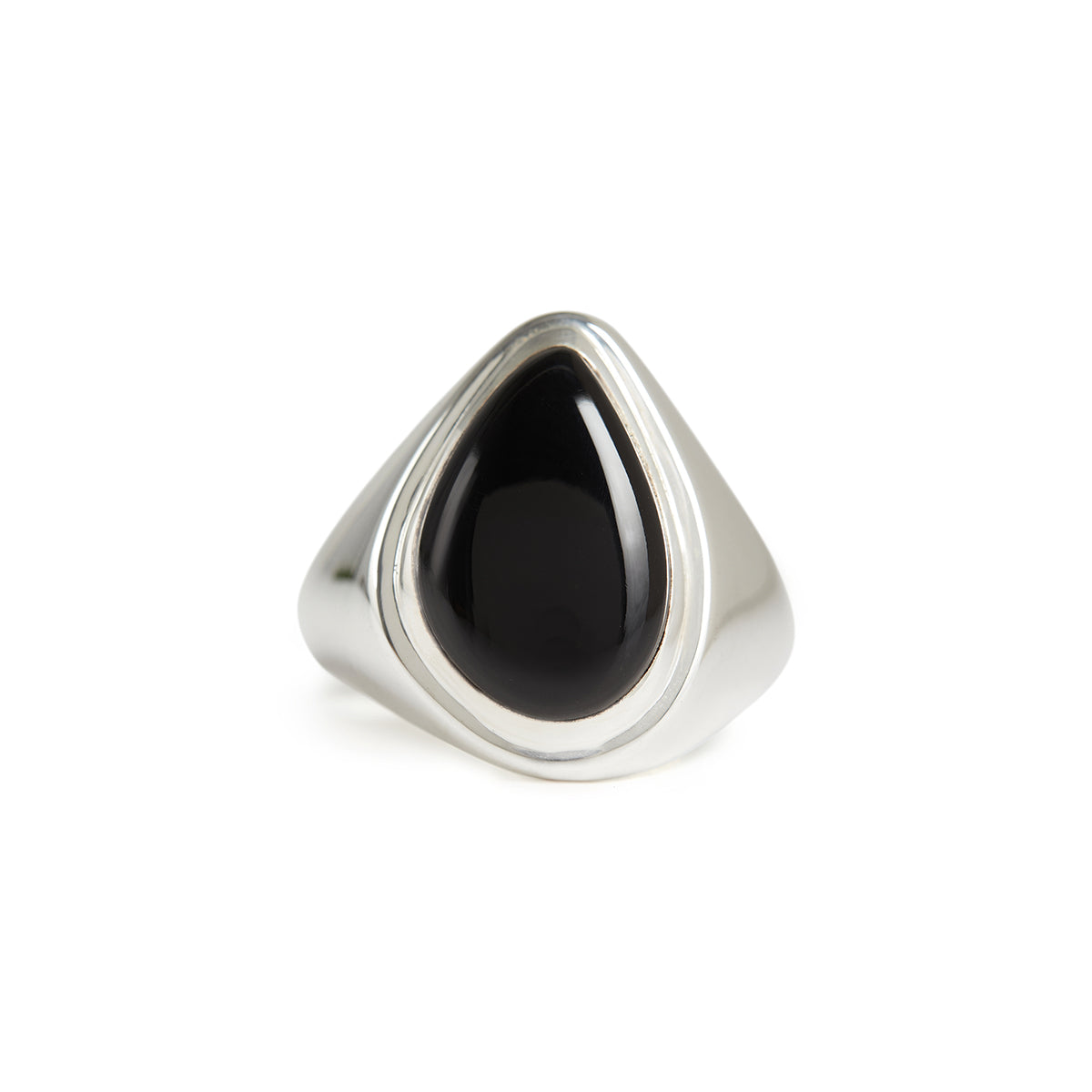 Women's Apollo Signet Ring Silver - Black Rachel Entwistle Jewellery