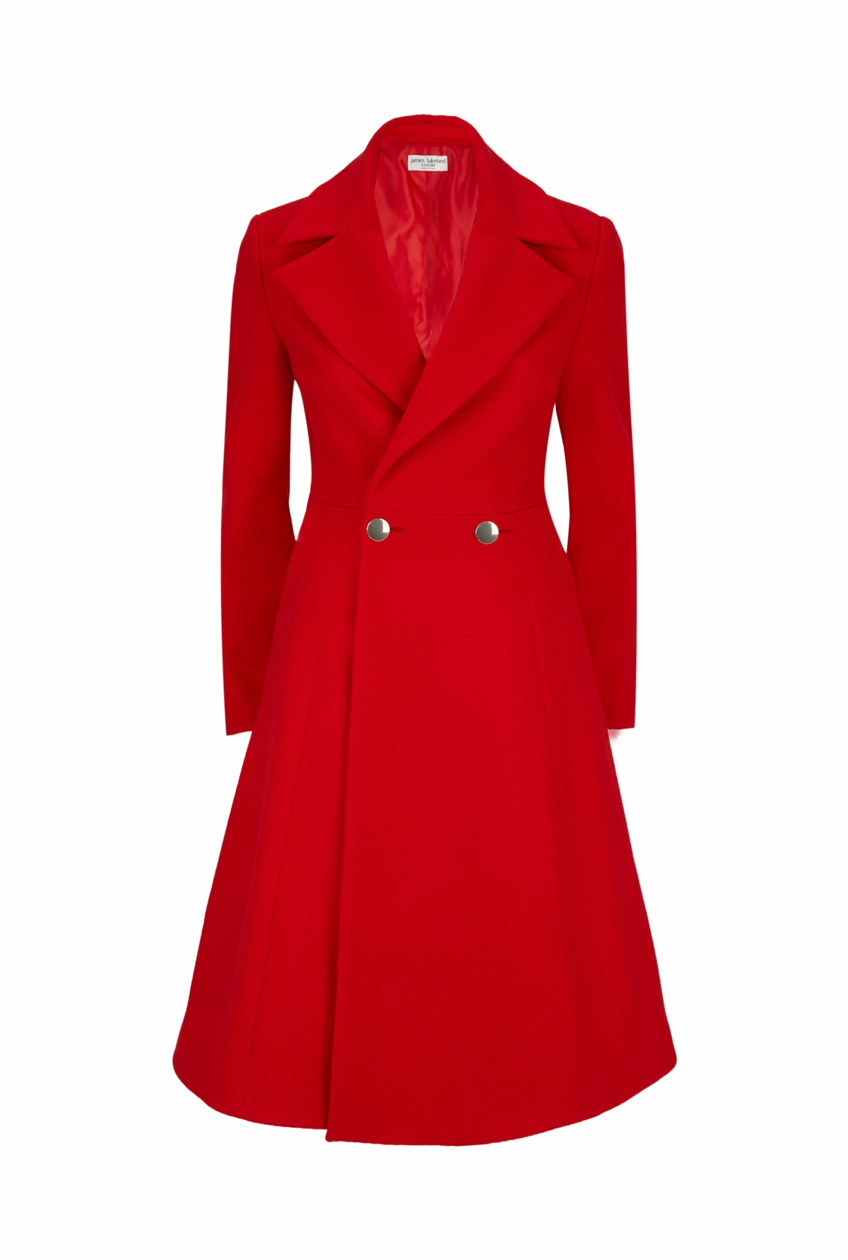 Women's Double Breasted A-Line Coat - Red Extra Small James Lakeland