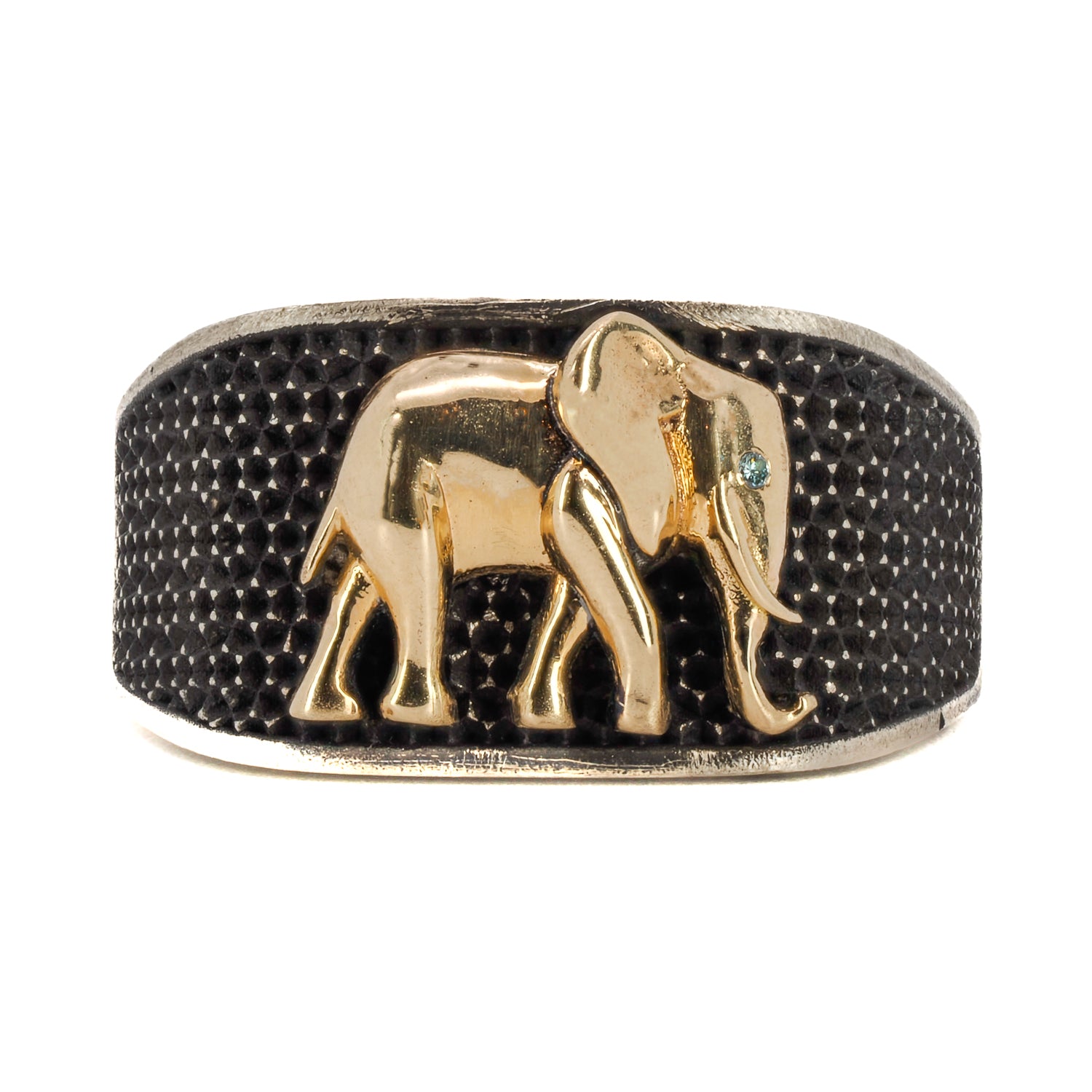 Women's Gold / Black Unique Silver And Gold Elephant Ring Ebru Jewelry