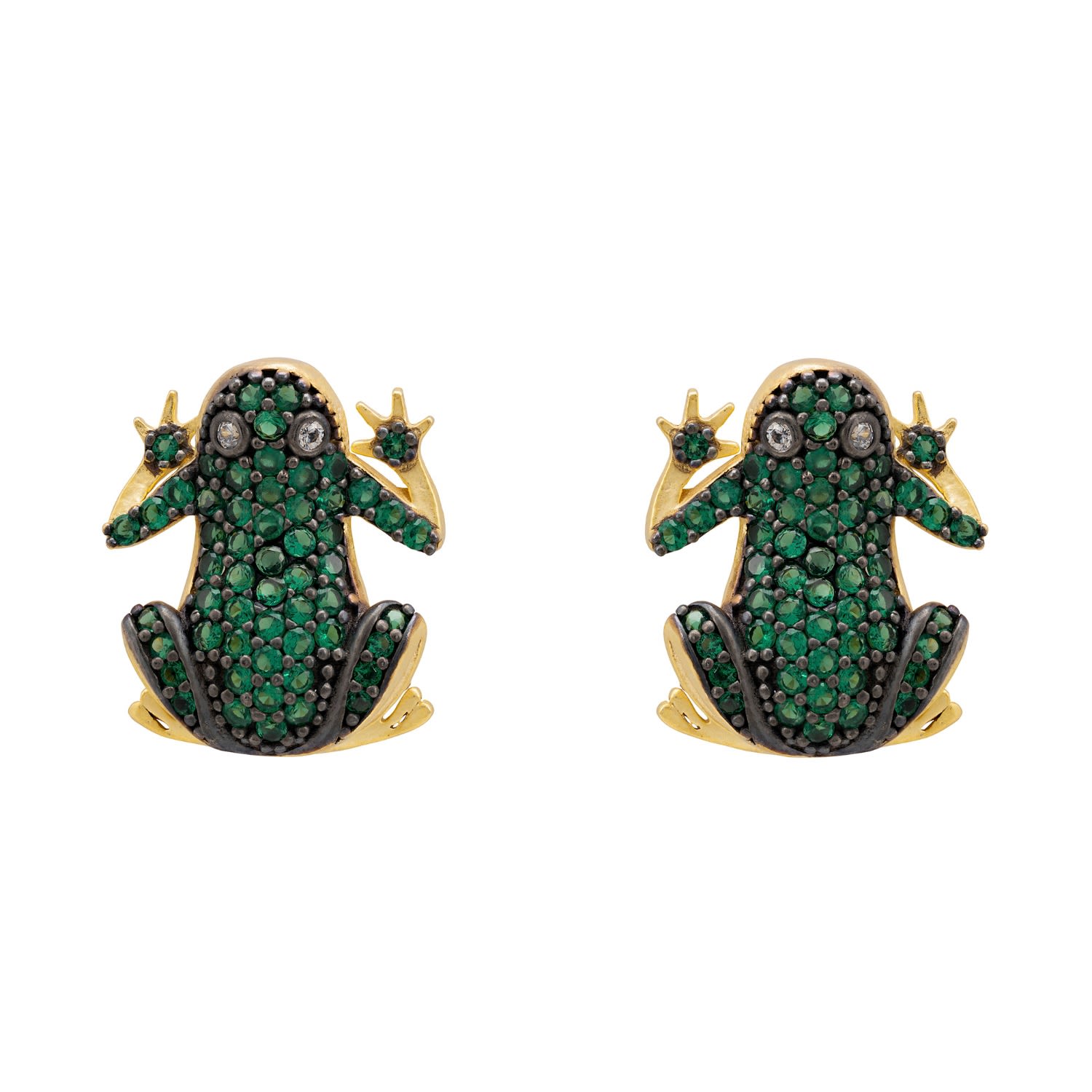 Women's Green / Gold Leap Frog Stud Earrings Gold LATELITA
