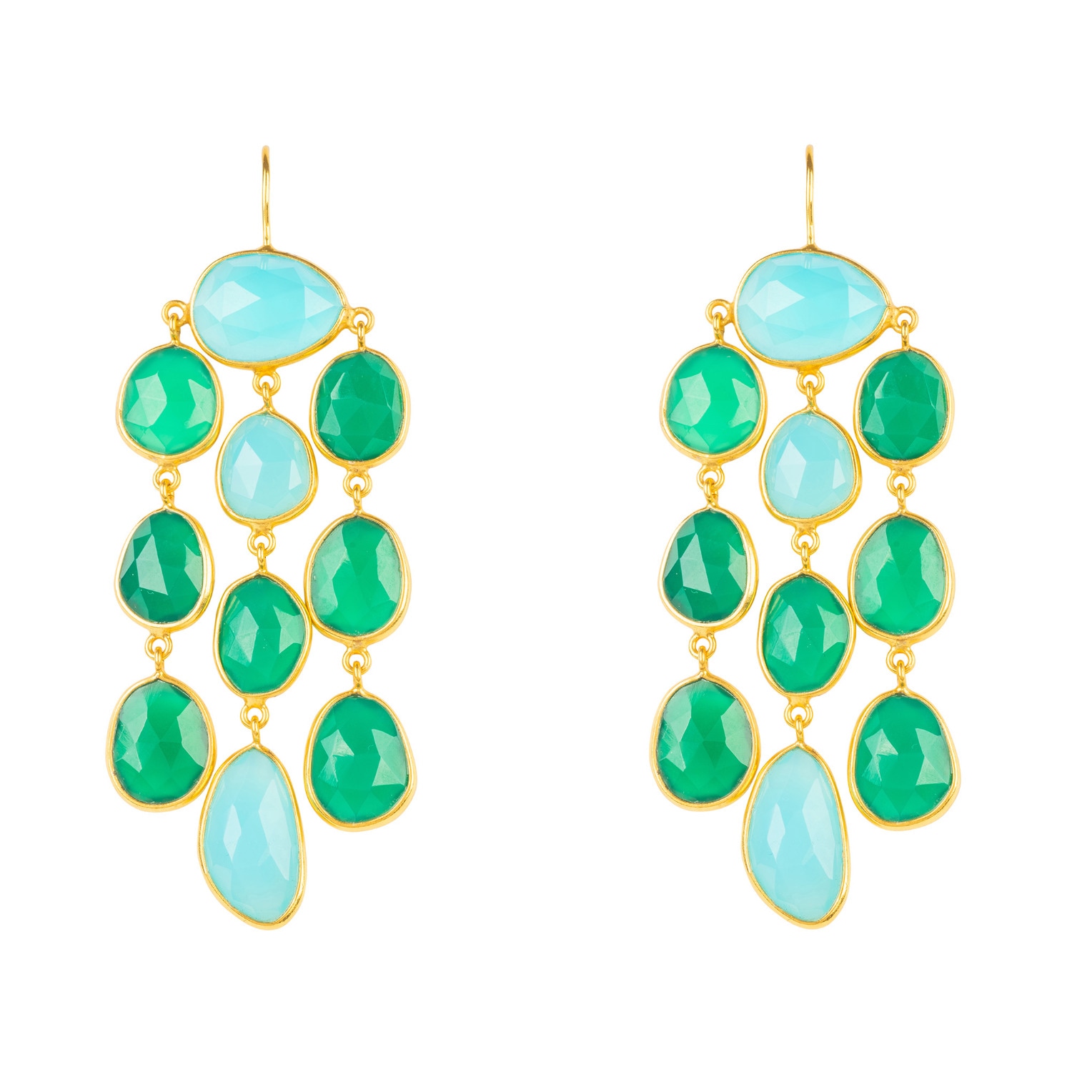 Women's Green / Gold Splash Gemstone Earring Gold Green Onyx LATELITA