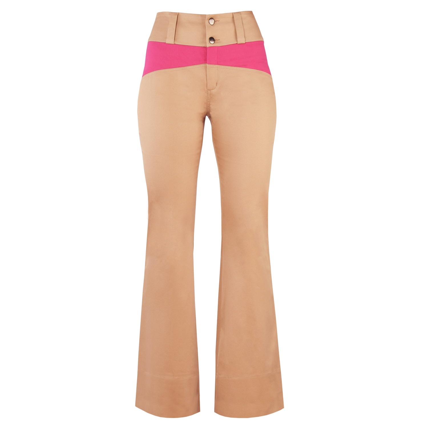 Women's Neutrals Rejoice Flared Trousers In Beige And Pink Extra Small blonde gone rogue