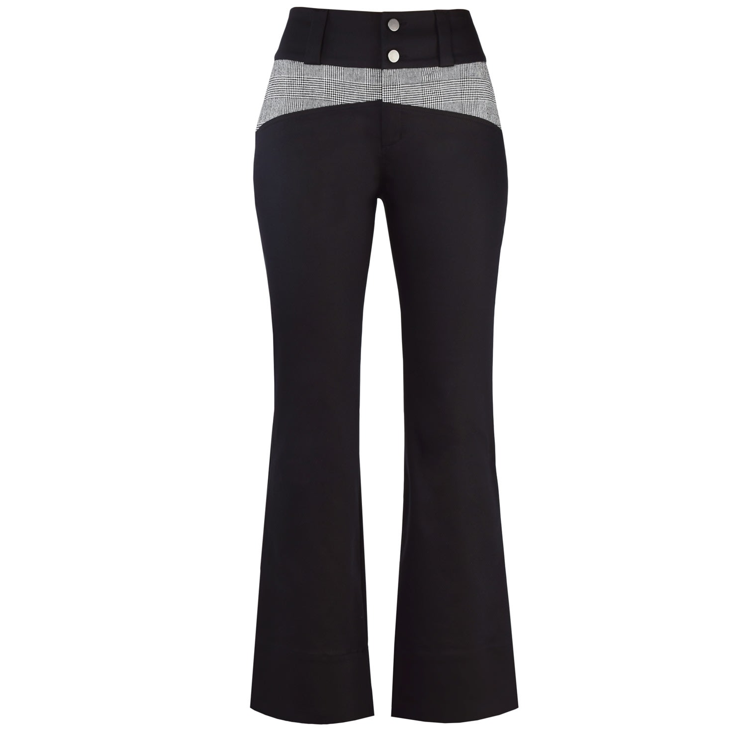 Women's Rejoice Flared Trousers In Black And Checker Extra Small blonde gone rogue