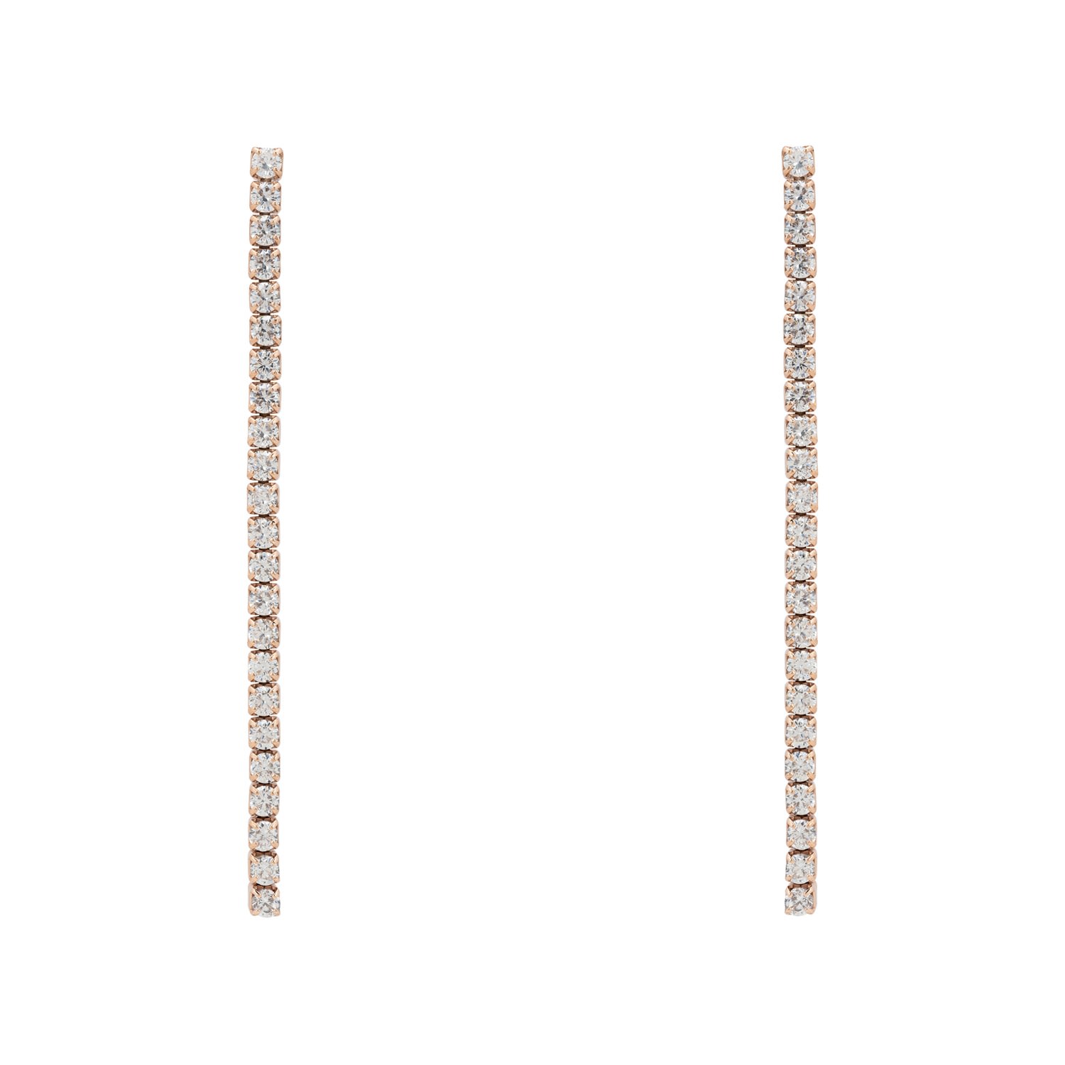 Women's Rose Gold / White Single Strip Drop Cz Earrings Rosegold LATELITA
