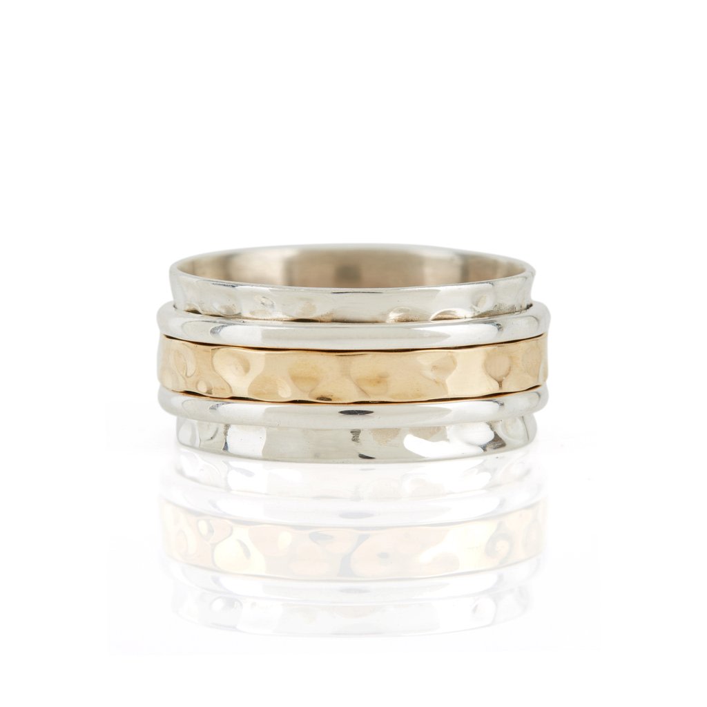 Women's Silver / Yellow / Orange Men's Karma Fortune Silver Spinning Ring Charlotte's Web Jewellery