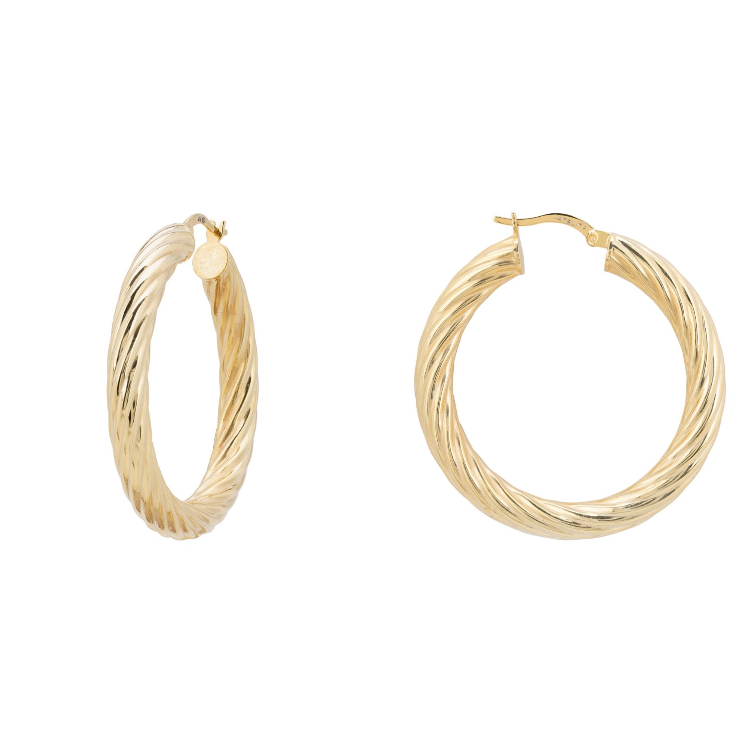 Women's Twisted Creole Hoop Earrings Gold LATELITA