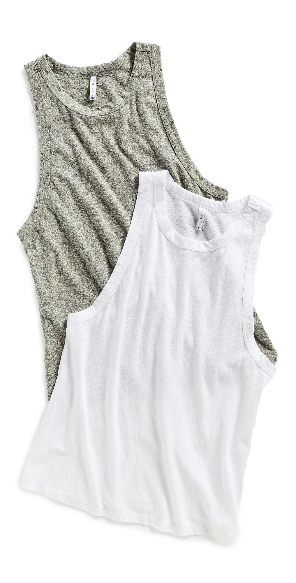 Z Supply The Triblend Racer Tank 2 Pack Heather Grey & White XL