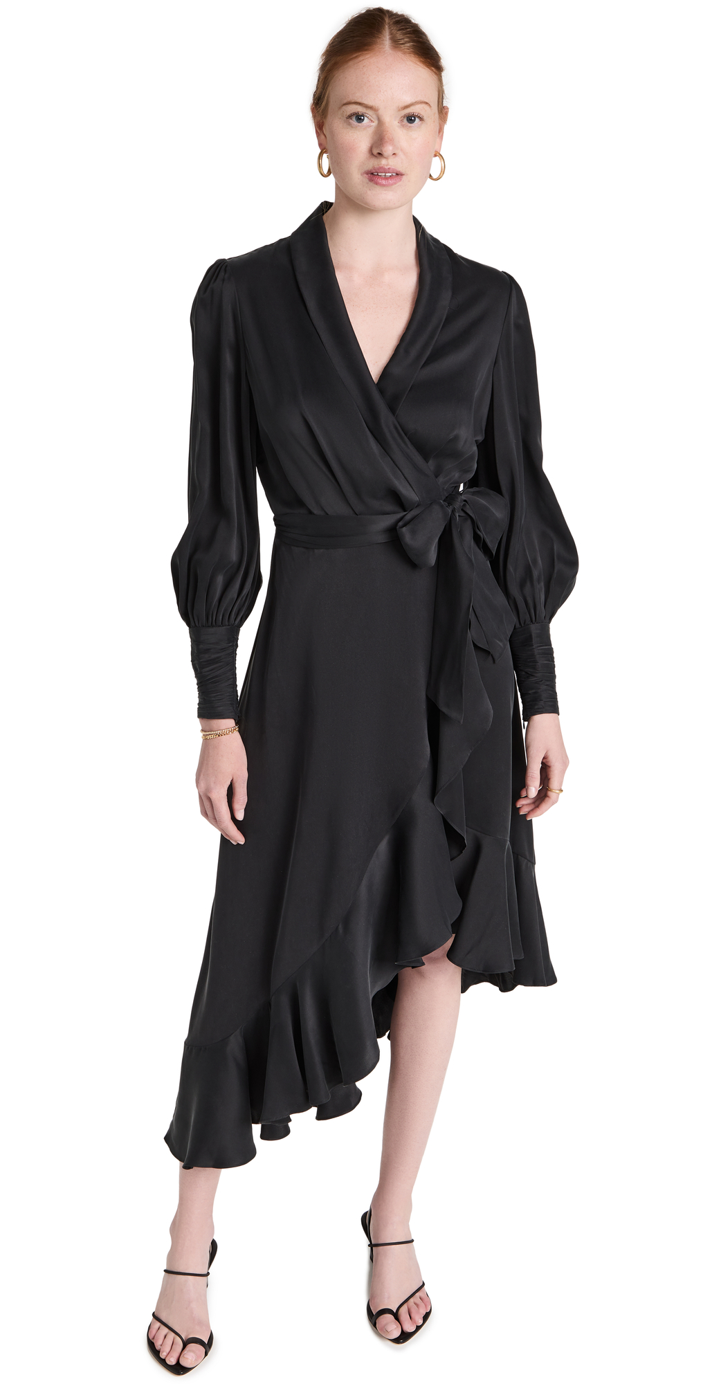 Zimmermann Silk Wrap Midi Dress Black 4