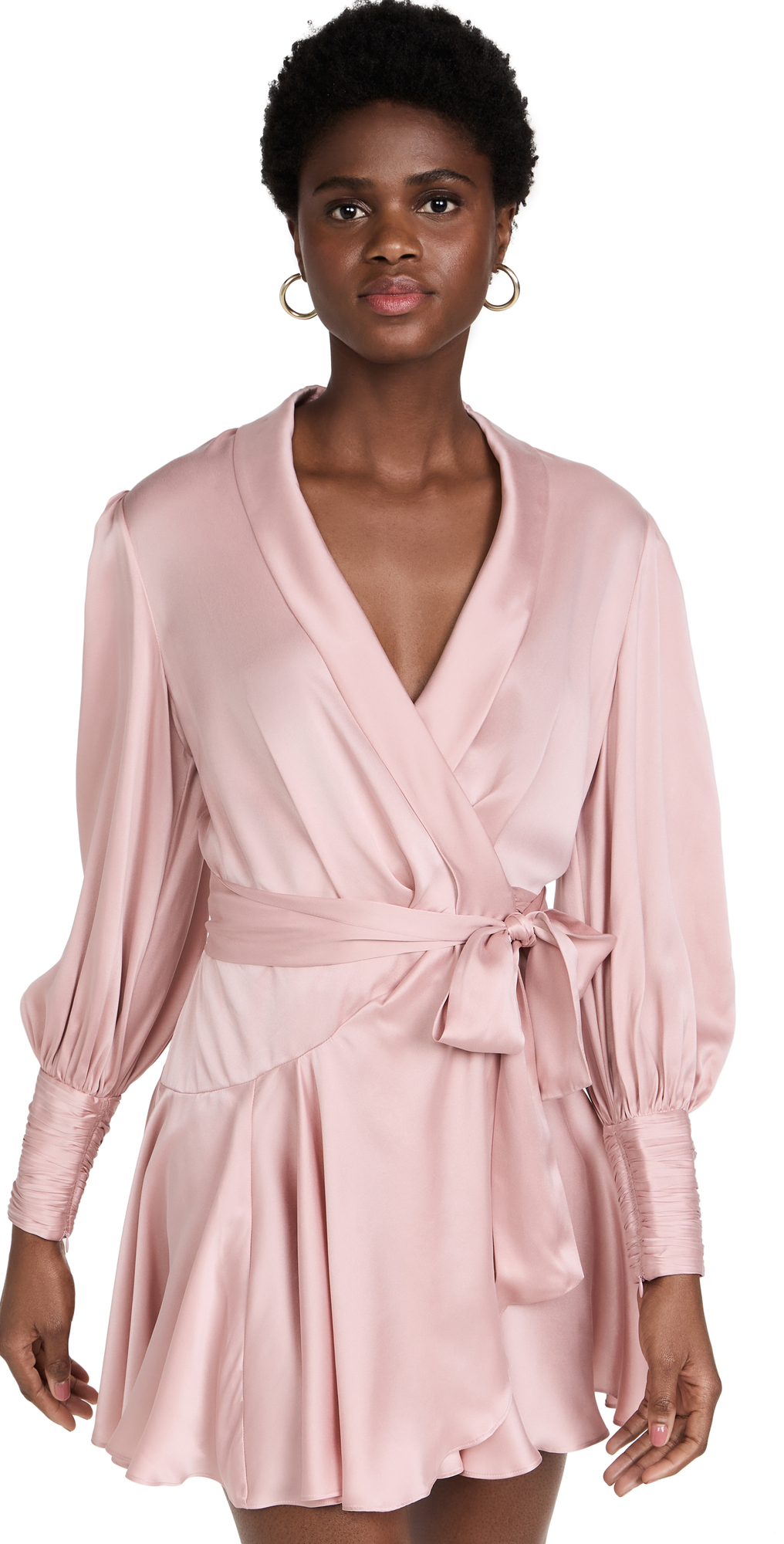 Zimmermann Silk Wrap Mini Dress Blush 0