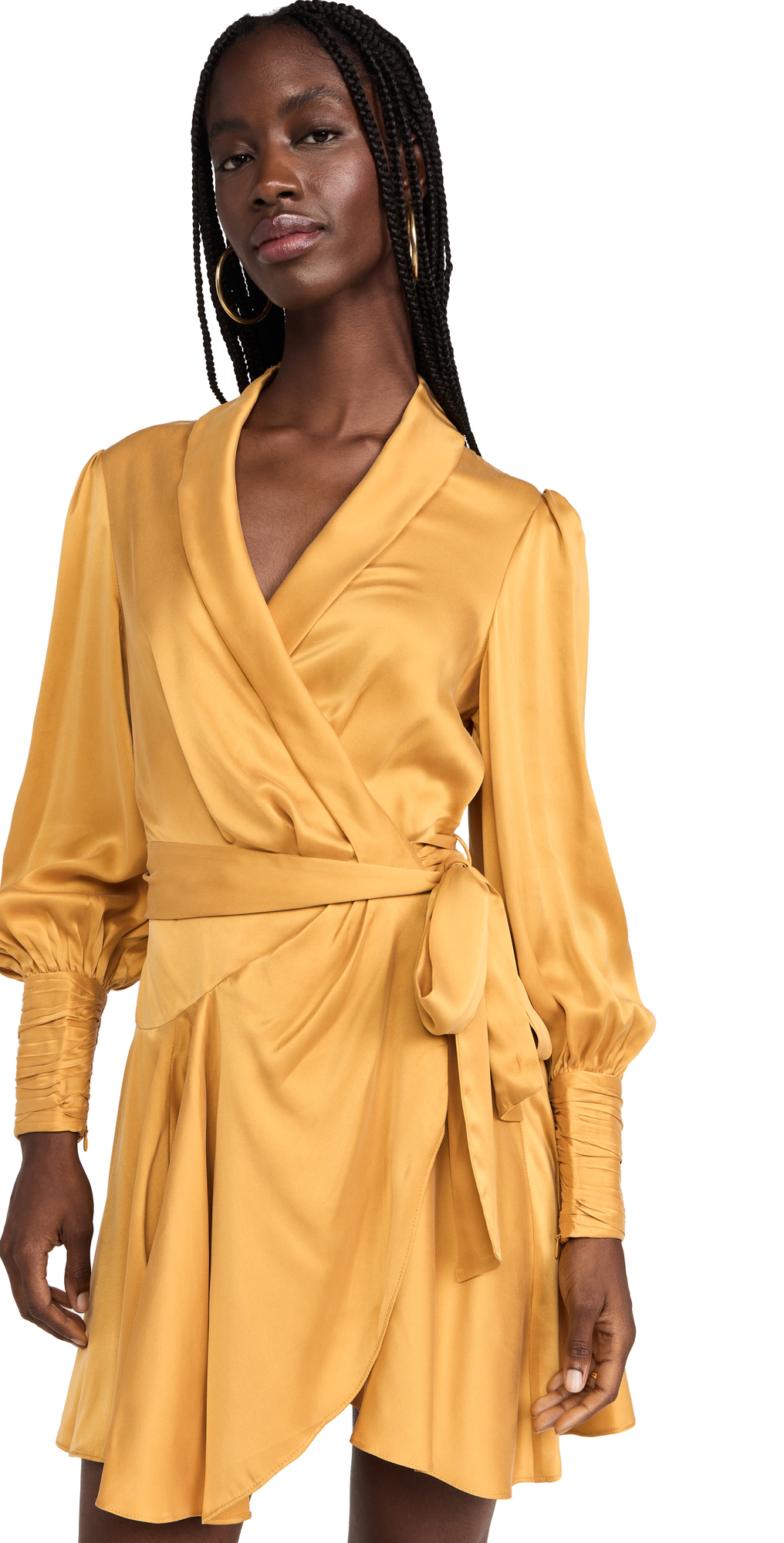 Zimmermann Silk Wrap Mini Dress Gold 2