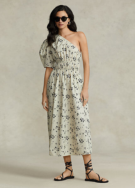 Polo Ralph Lauren Floral Asymmetrical Shirred Poplin Dress | £439.00