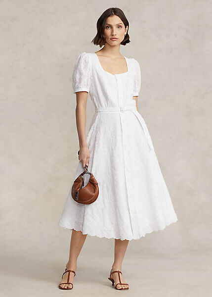 spring fashion Polo Ralph Lauren Eyelet-Embroidered Linen Dress £439.00