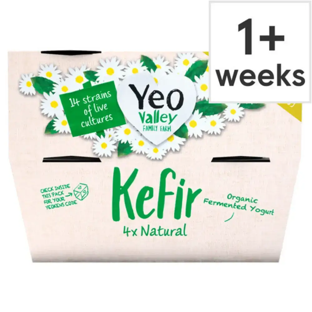 Probiotics Yeo Valley Kefir Organic Fermented Yogurt 4 Pack 480G | £6.25 (sale price)